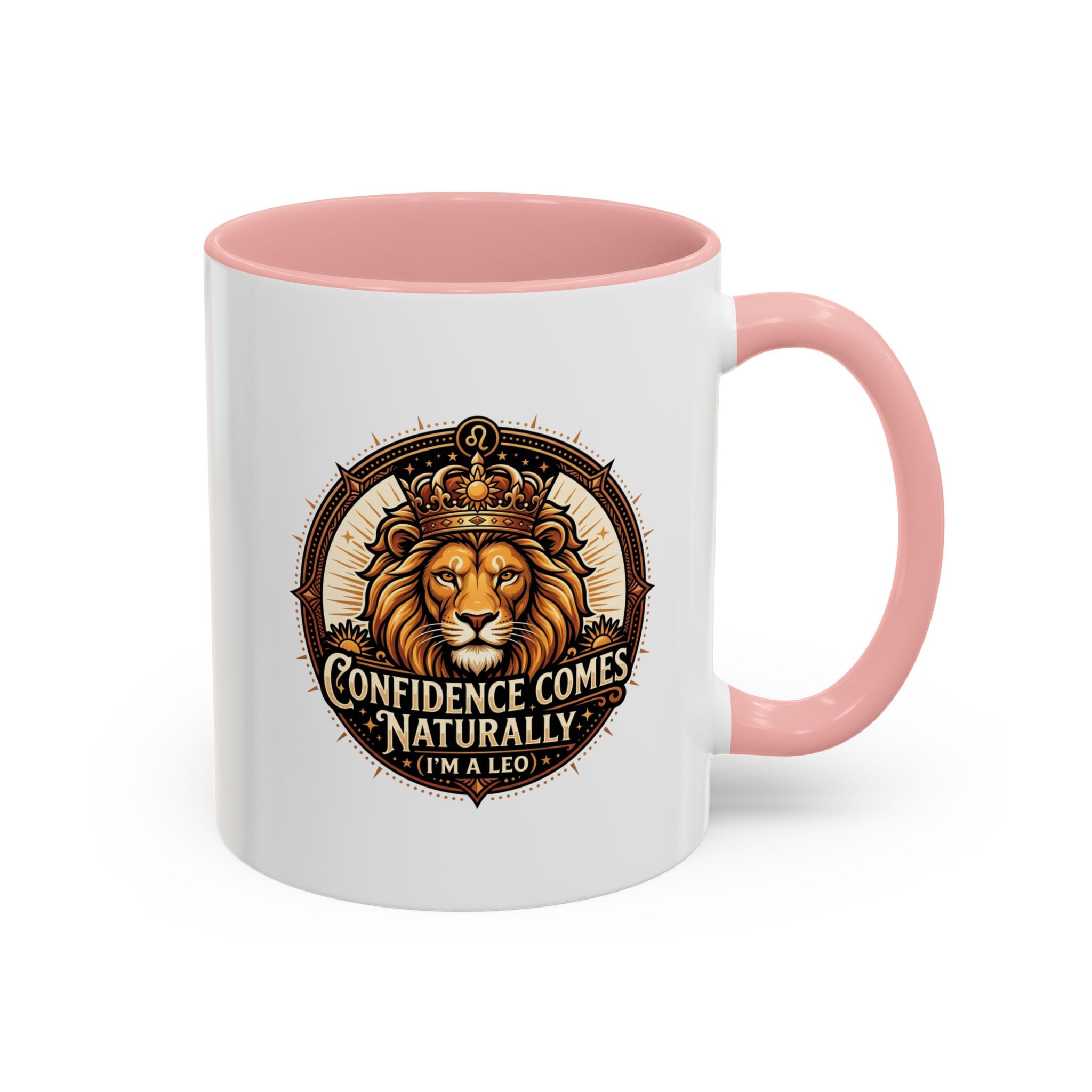 Lion Zodiac Coffee Mug - "Confidence Comes Naturally" Accent Mug (11/15oz)