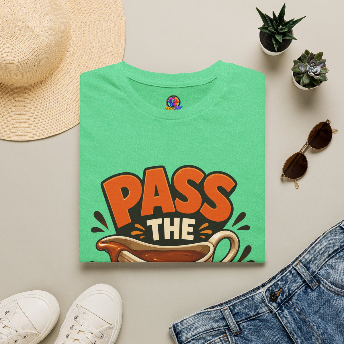 Thanksgiving T-Shirt Pass the Gravy T-Shirt — Funny Thanksgiving Turkey Dinner Tee