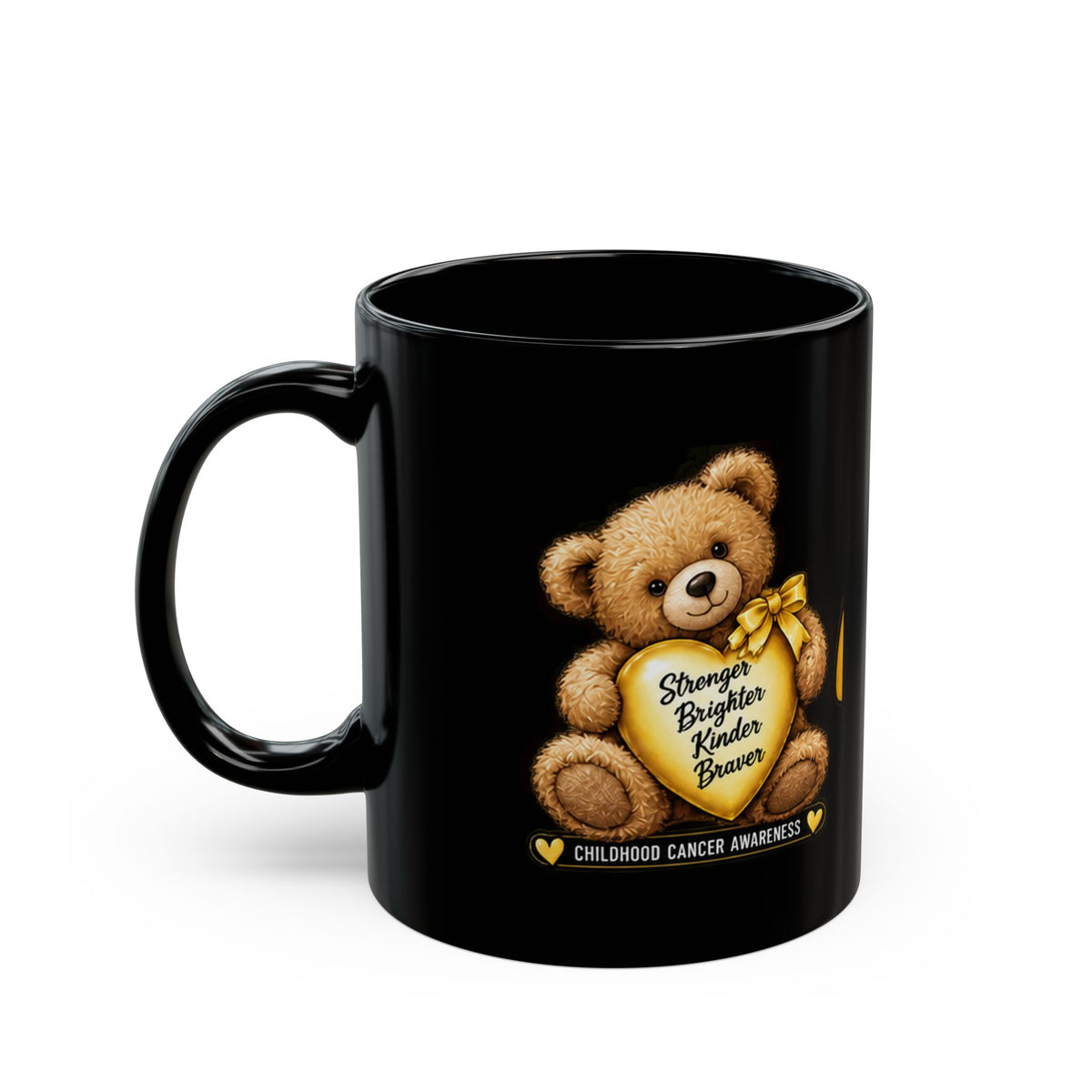 Childhood Cancer Awareness Teddy Bear Black Mug (11oz/15oz)