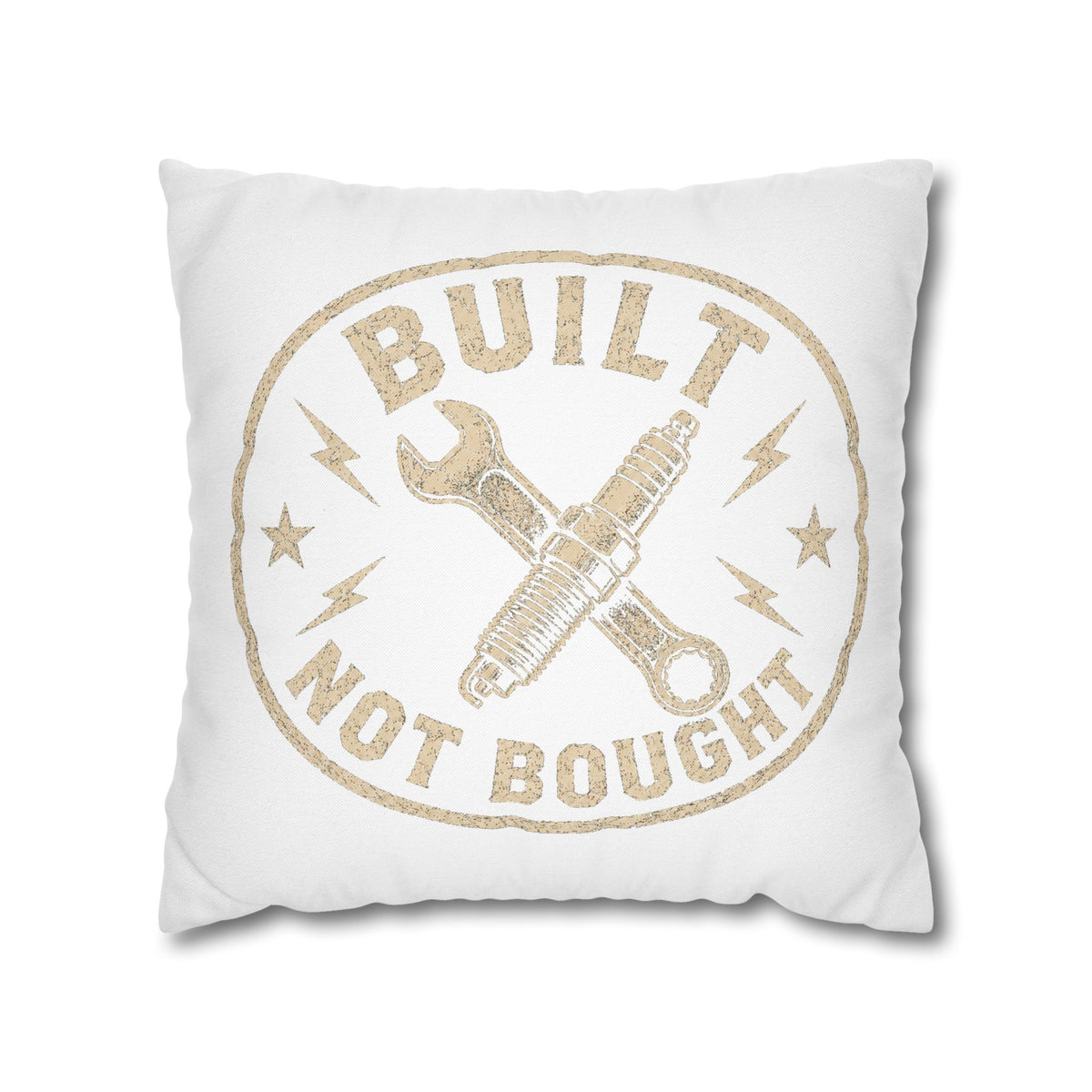 Built Not Bought Decorative Pillowcase Milo Bailey Dog Dad Mom — Mechanic Tool Wrench Spark Plug Graphic