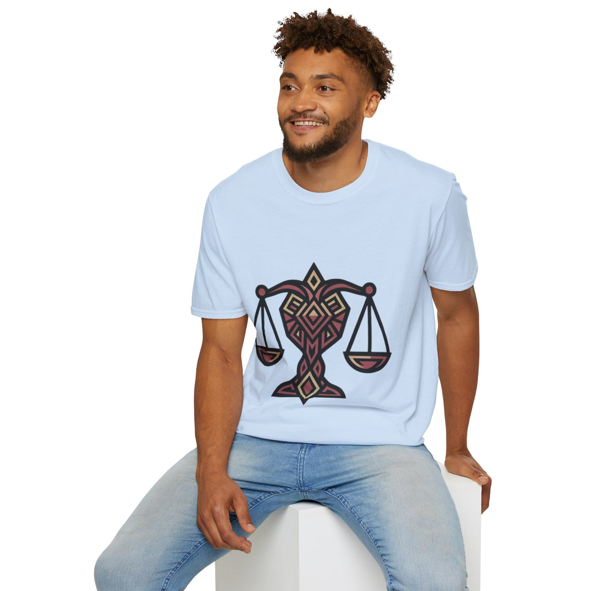 Libra Scales T-Shirt — Geometric Zodiac Libra Tee