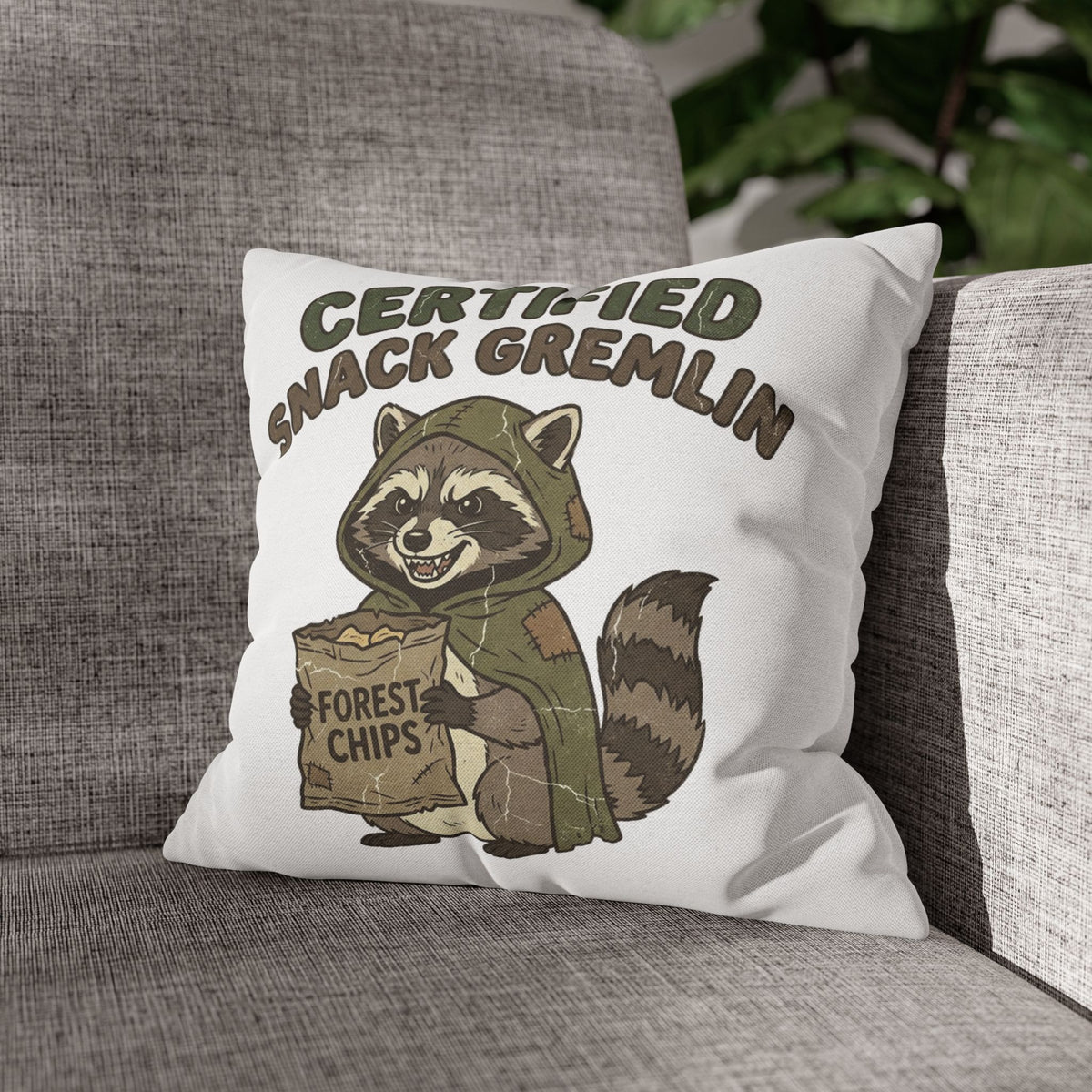 Funny Certified Snack Gremlin Raccoon Throw Pillowcase
