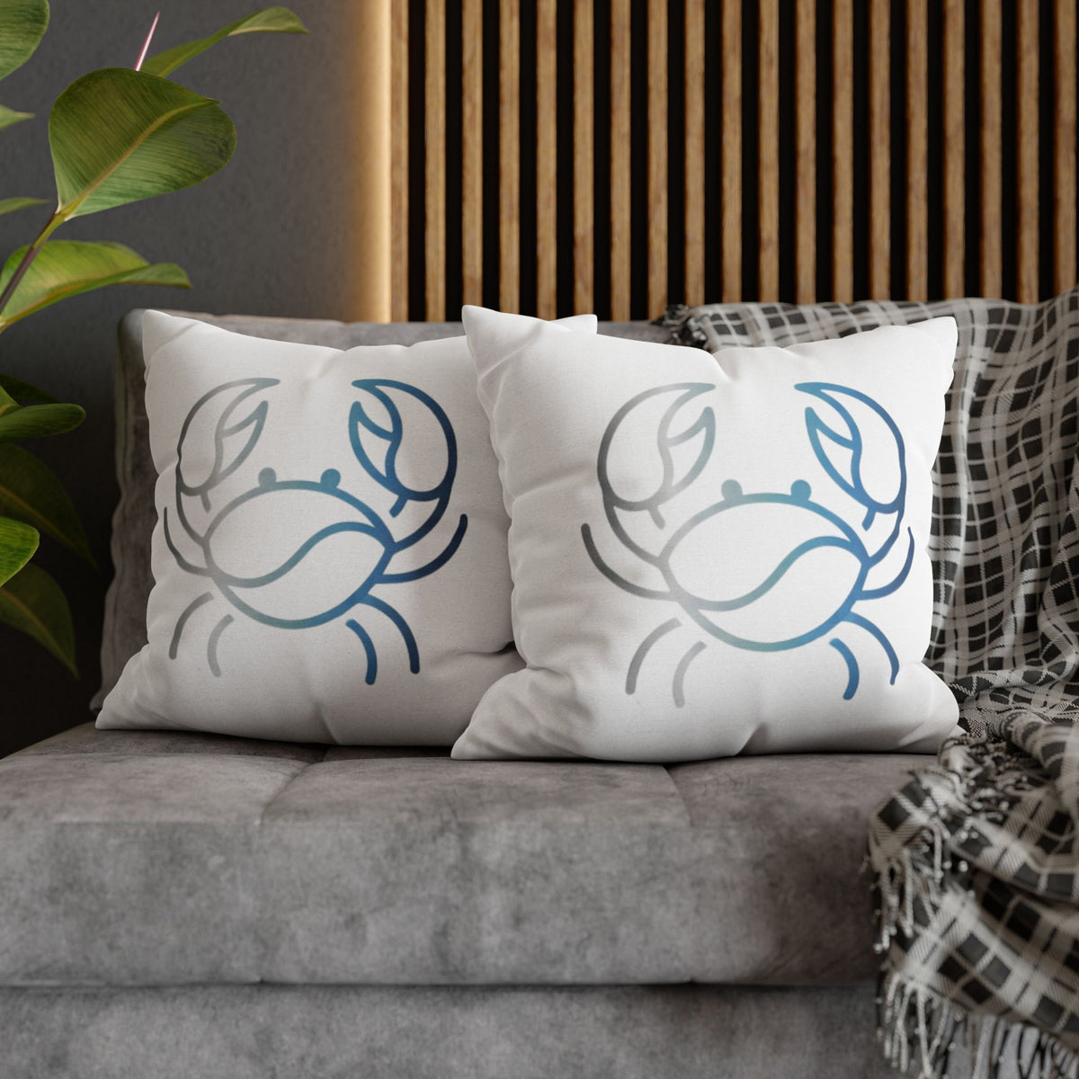 Cancer Zodiac Crab Coastal Throw Pillowcase — Nautical Beach Decor