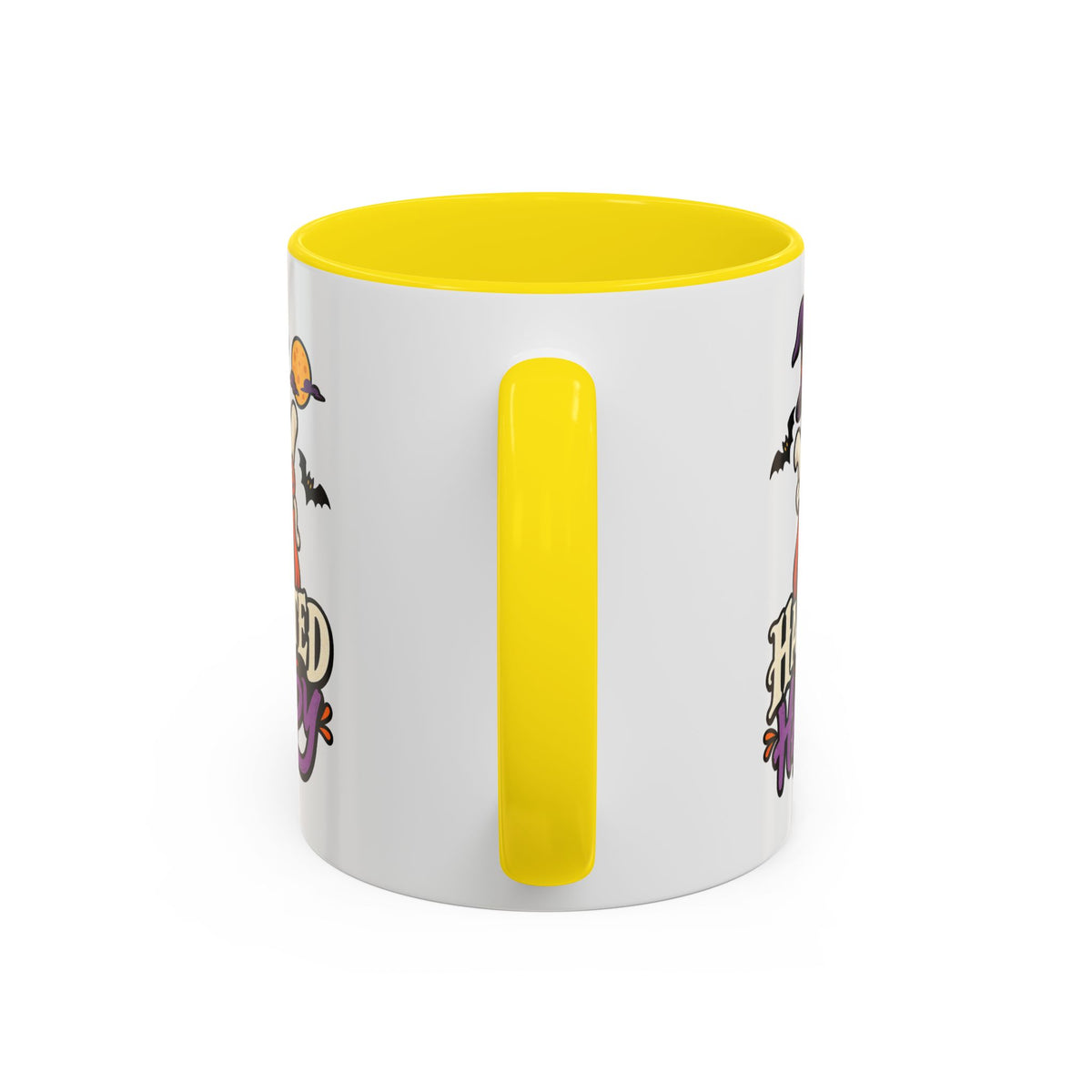 Haunted But Happy Coffee Mug — Halloween Ghost Pumpkin Accent Mug (11/15oz)