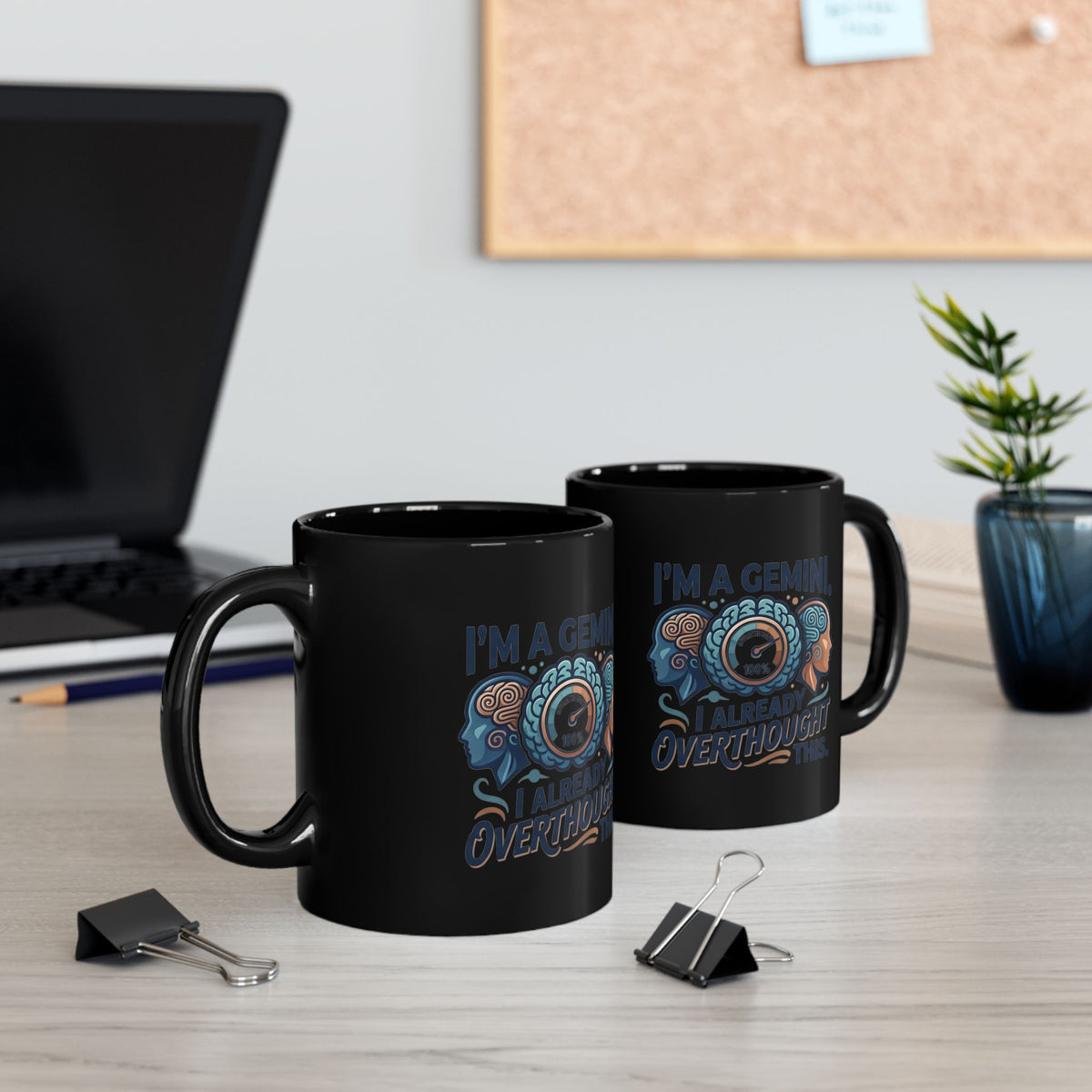Gemini Zodiac Black Mug