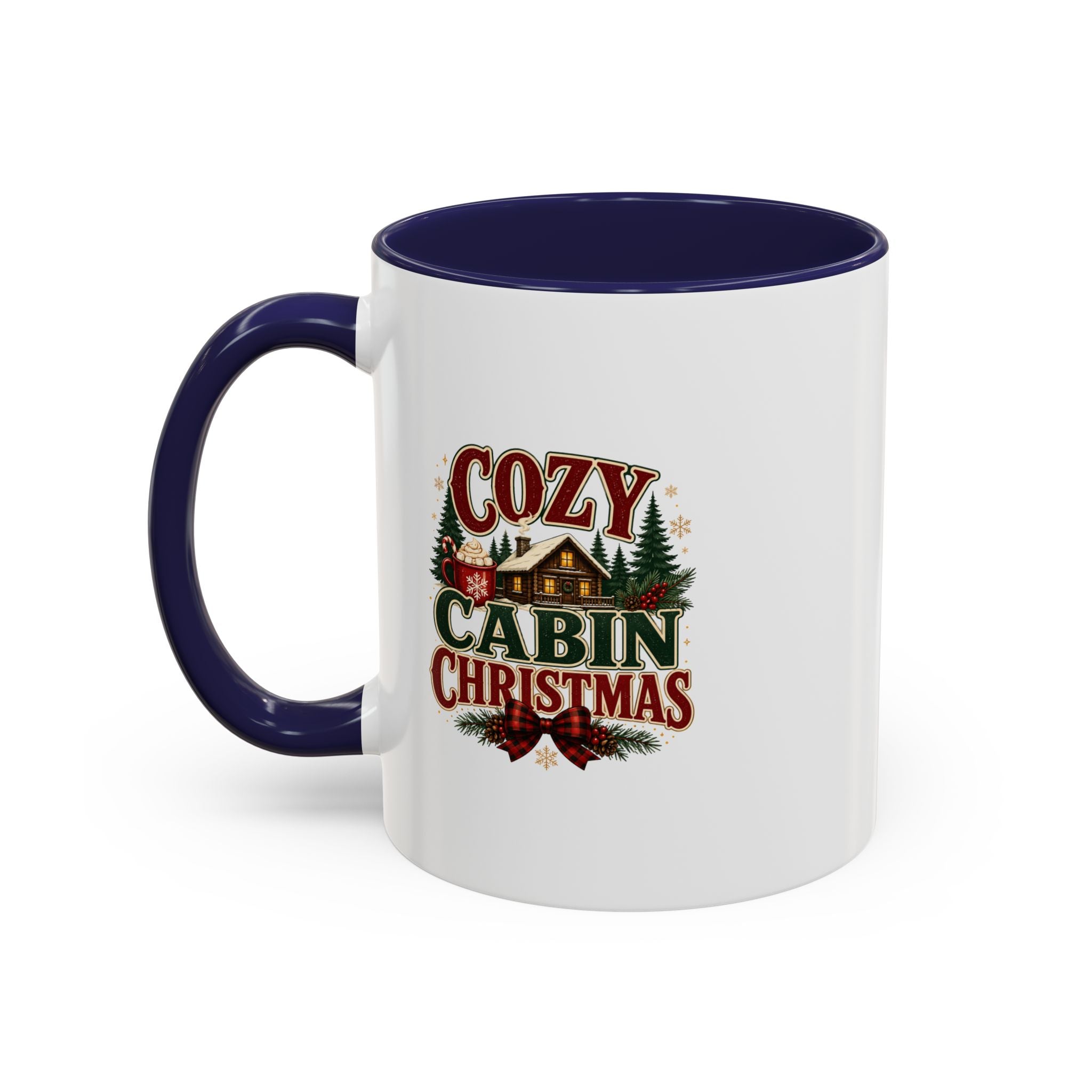 Cozy Cabin Christmas Accent Coffee Mug – Holiday Cabin Coffee Cup