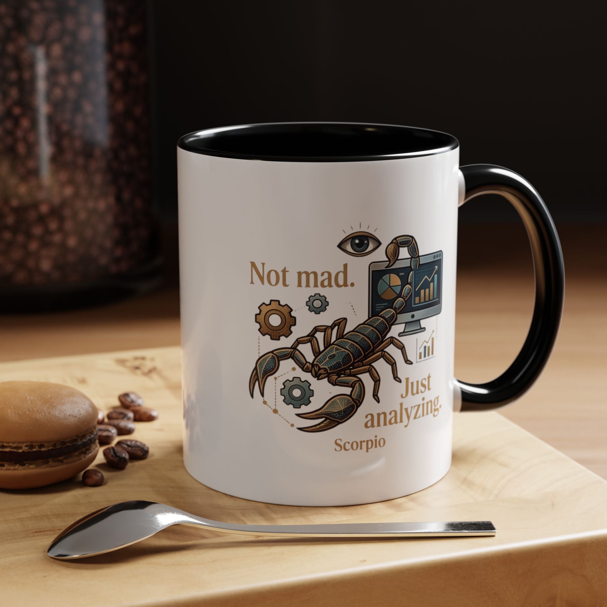 Scorpio Coffee Mug — "Not Mad. Just Analyzing." Accent 11/15oz