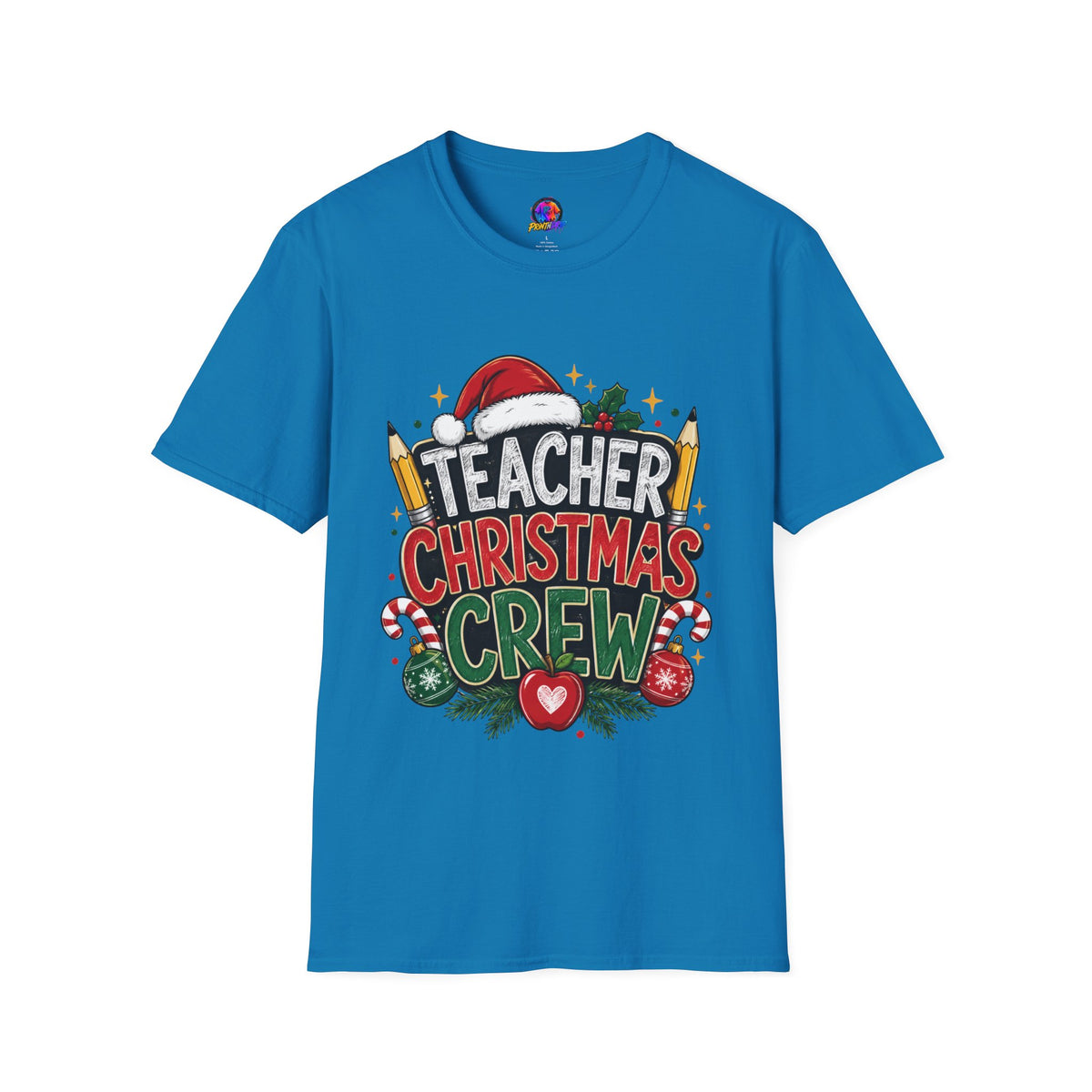 Teacher Christmas Crew T-Shirt — Holiday School Staff Tee with Santa Hat & Pencils