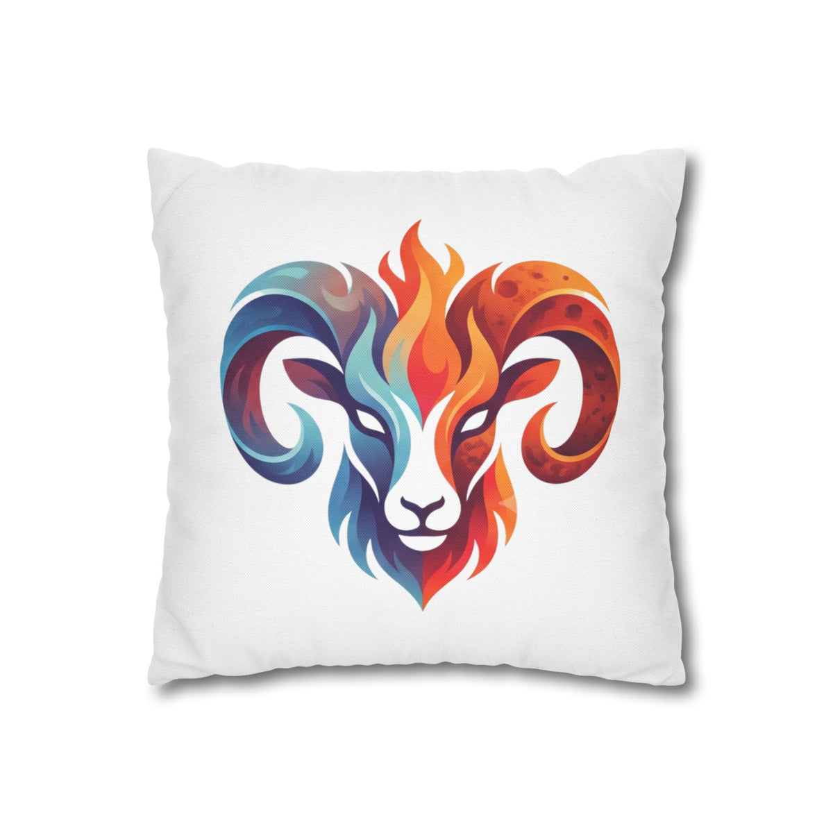 Aries Ram Flame Art Pillowcase — Colorful Zodiac Throw Pillow Cover