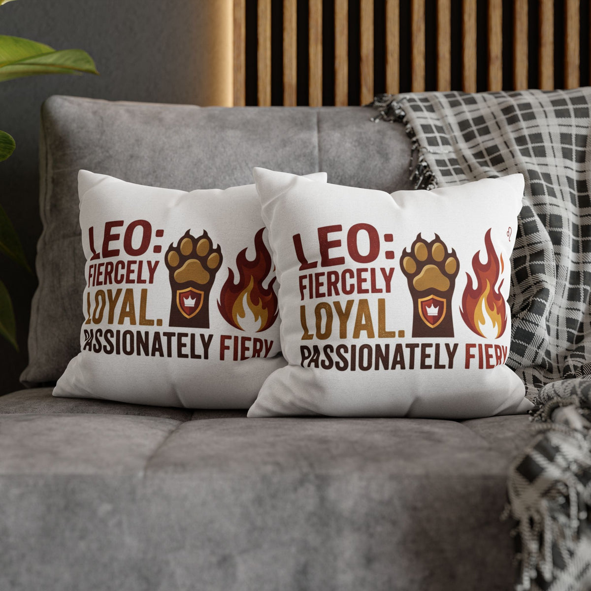 Leo Zodiac Fiercely Loyal Spun Polyester Square Pillowcase