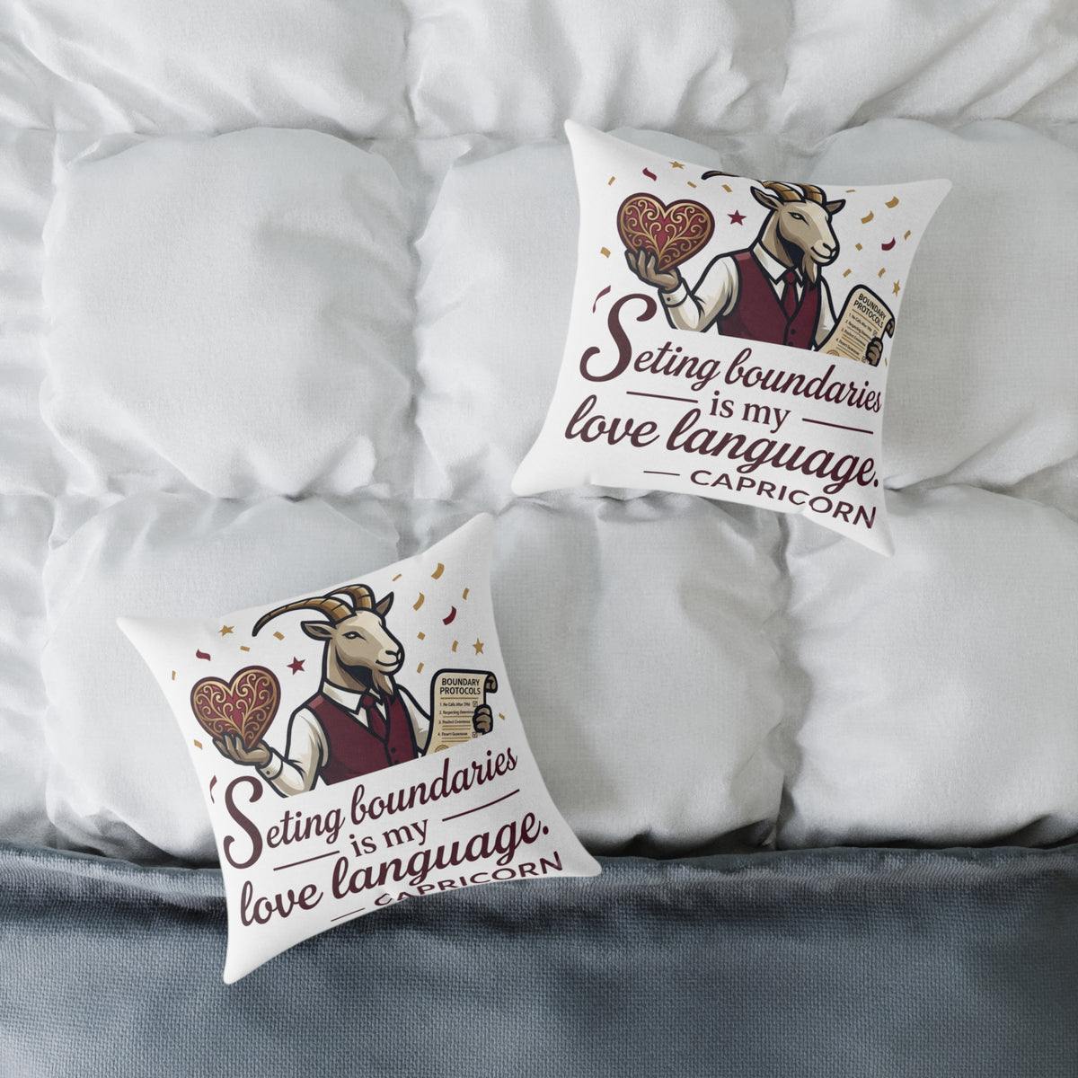 Capricorn Pillow – "Setting Boundaries Is My Love Language" Zodiac Décor