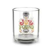 Christmas Glass Mug  — "Joy Found" Retro Holiday Glass Coffee Mug