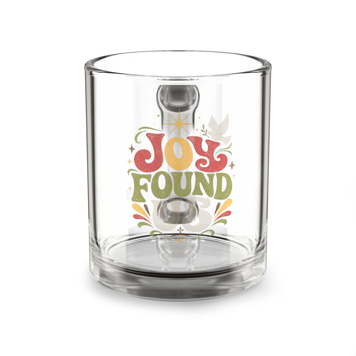 Christmas Glass Mug  — "Joy Found" Retro Holiday Glass Coffee Mug