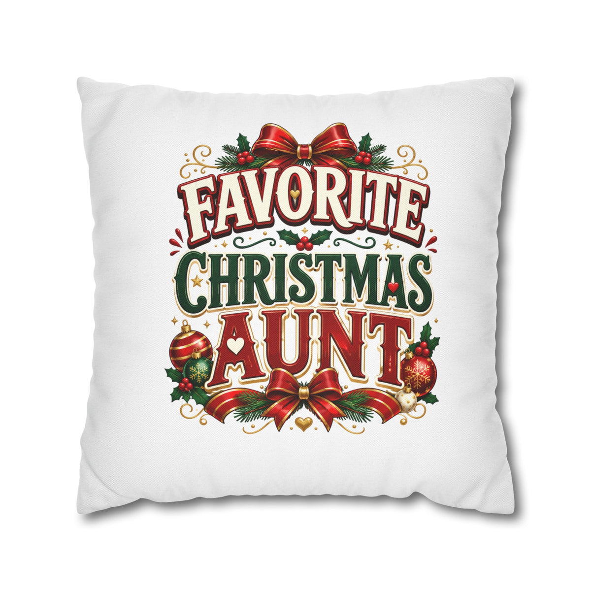 Favorite Christmas Aunt Pillowcase - Festive Holiday Decorative Throw Pillowcase
