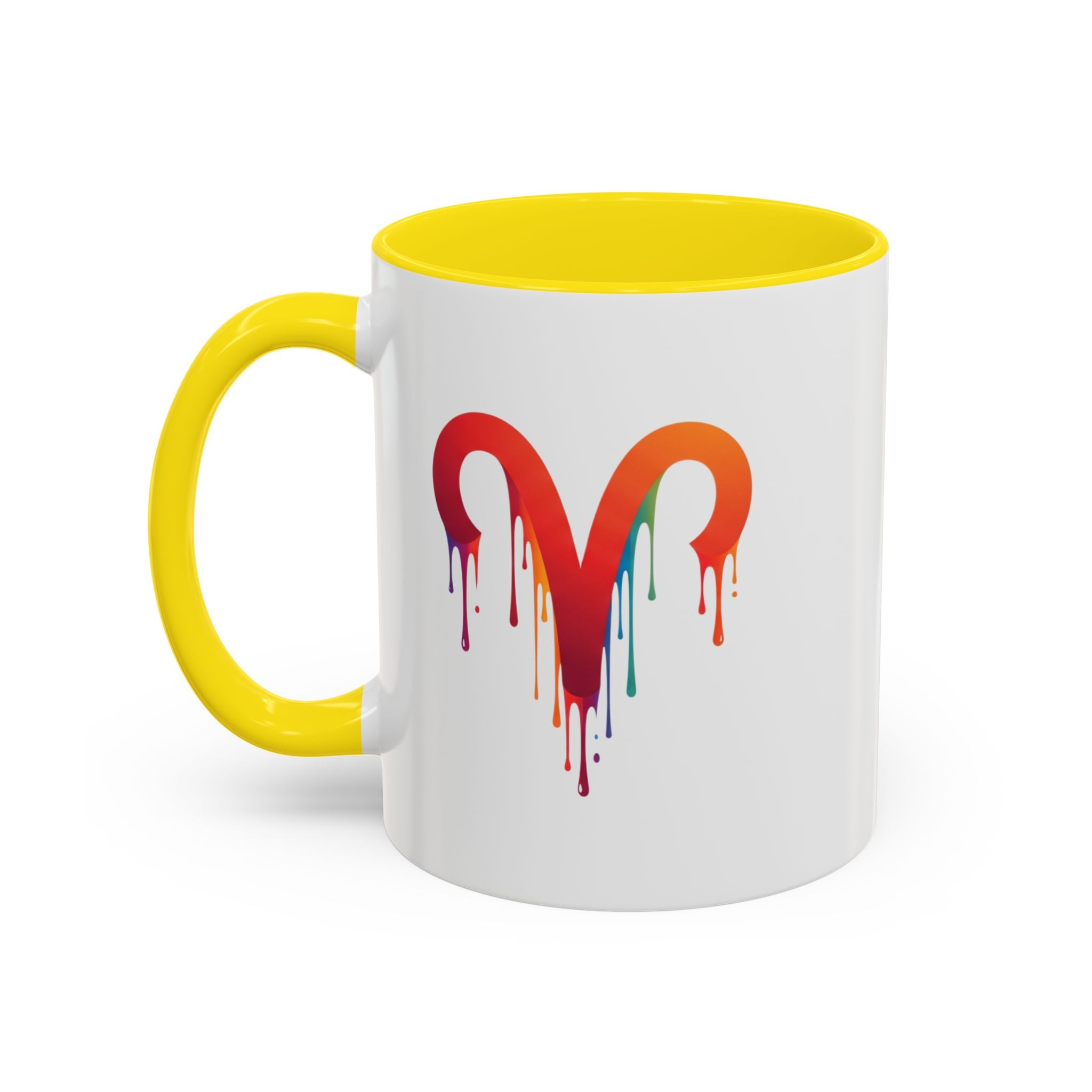 Rainbow Drip Heart Coffee Mug — Colorful Art Accent Mug