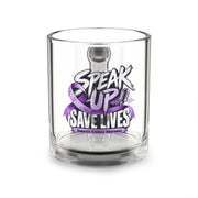 Glass Mug - "Speak Up! Save Lives" Domestic Violence Awareness 10oz