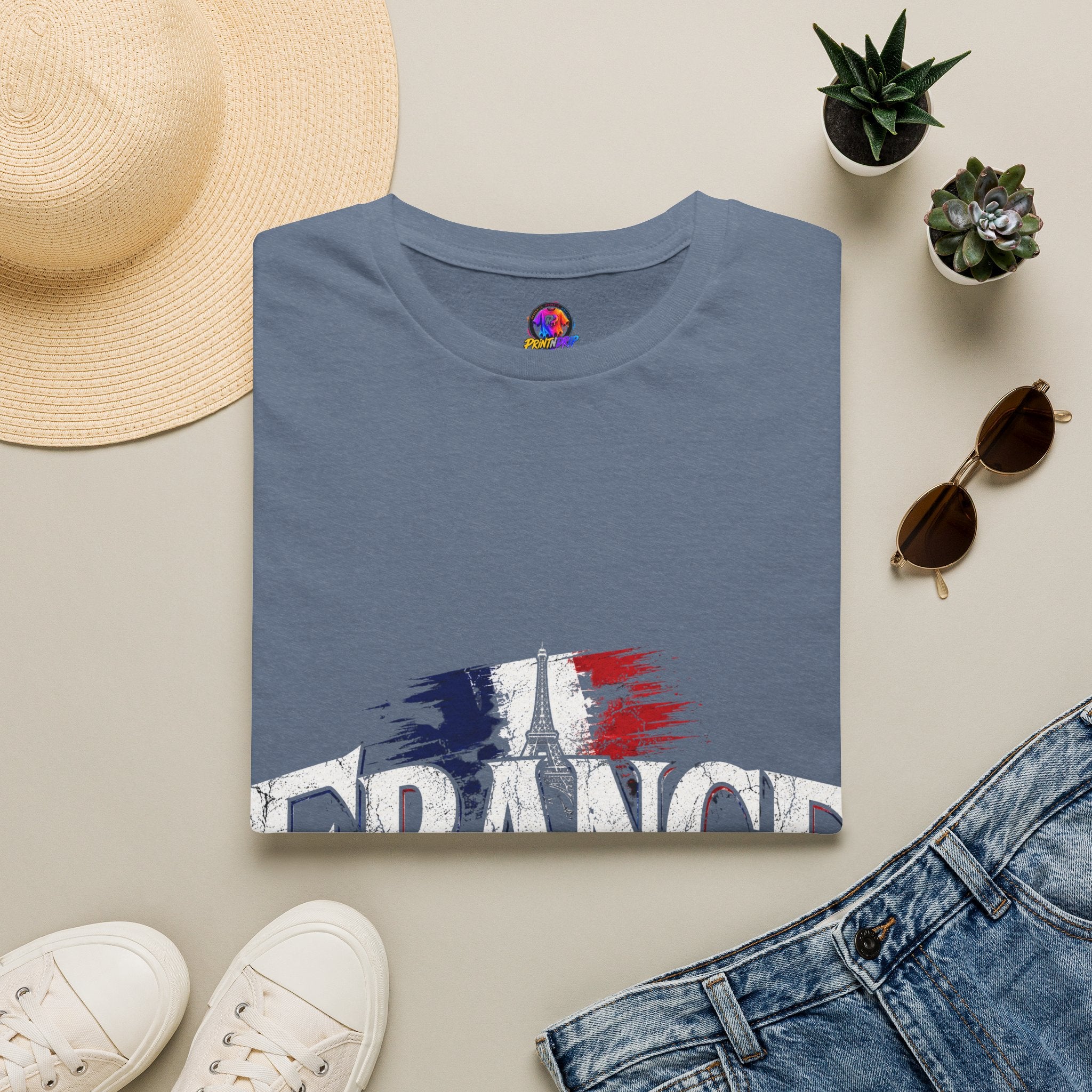 France Flag T-Shirt — Vintage Eiffel Tower French Pride Tee