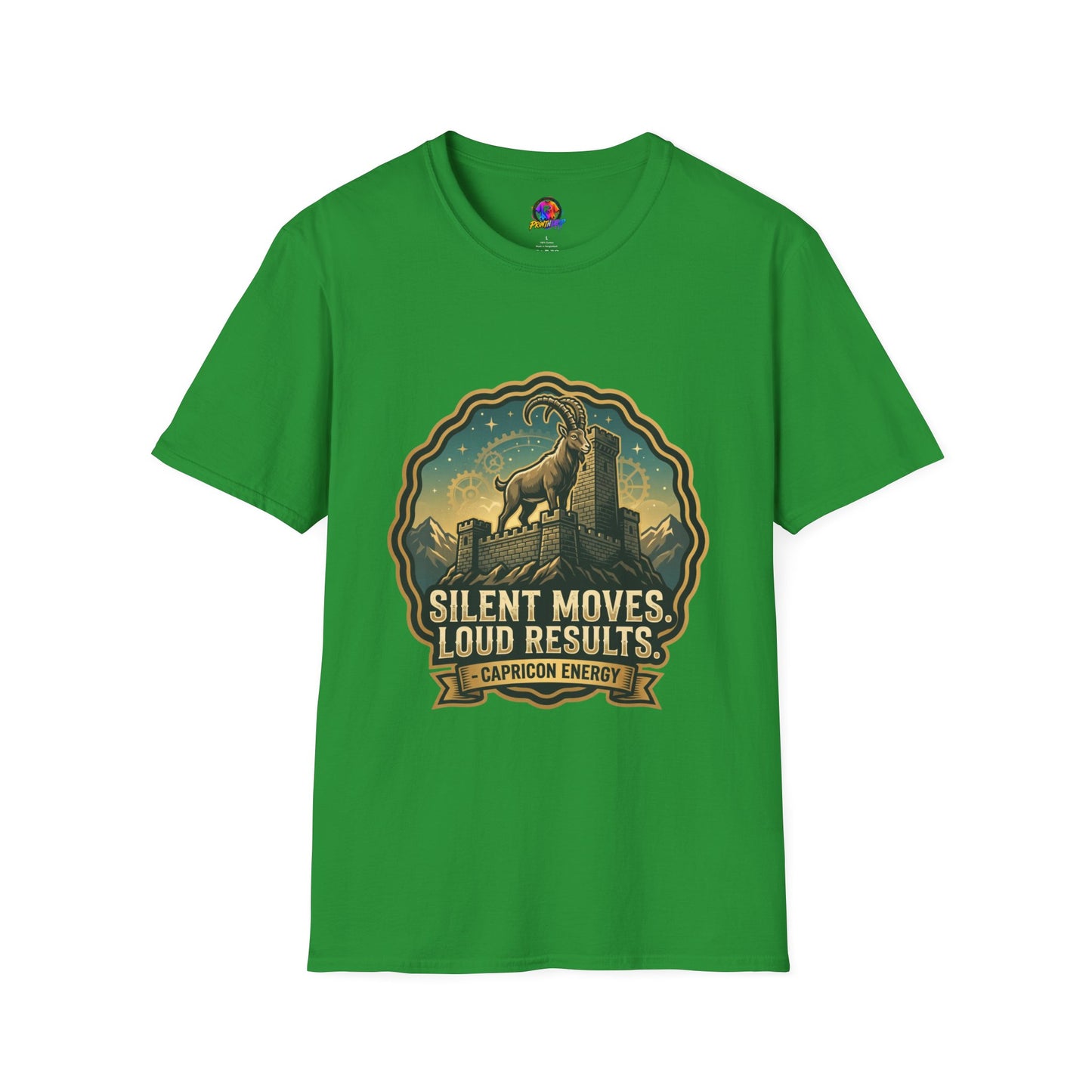 Silent Moves, Loud Results Goat Graphic Tee — Motivational Mountain Goat Shirt