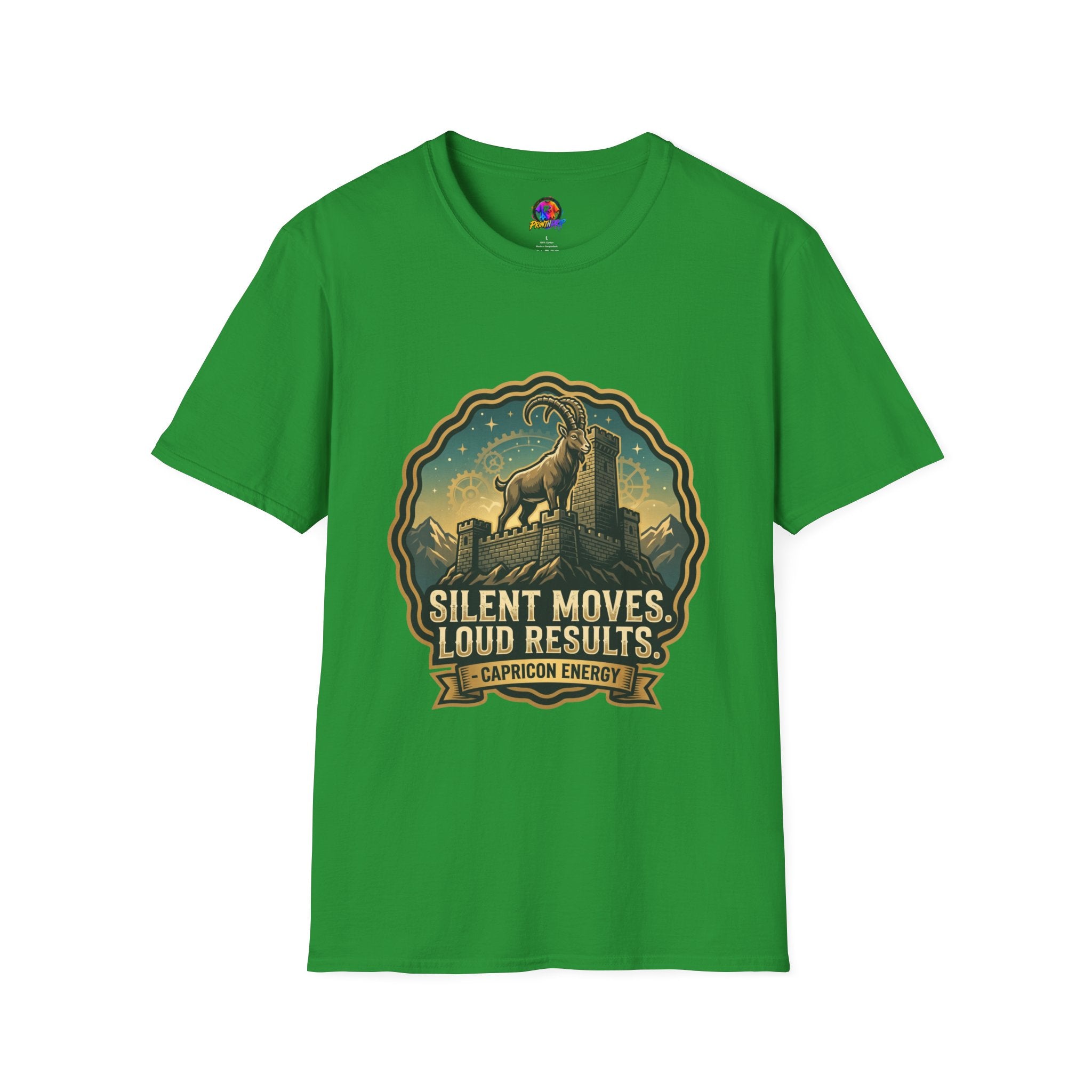 Silent Moves, Loud Results Goat Graphic Tee — Motivational Mountain Goat Shirt