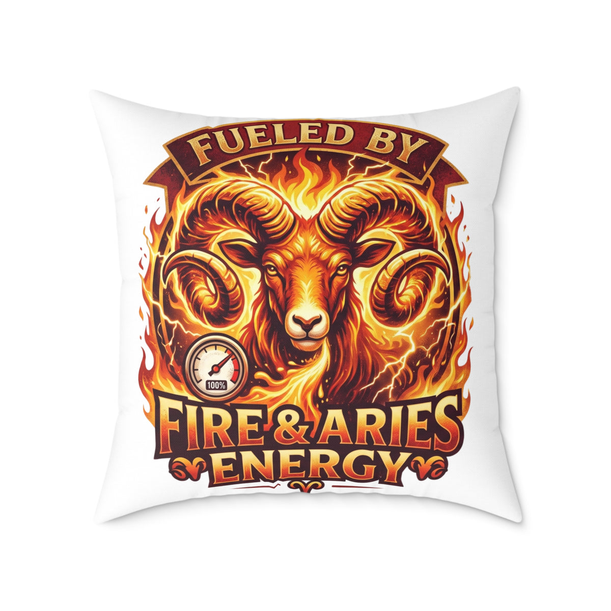 Zodiac Aries Pillow Fueled By Fire And Aries Energy Square Poly Canvas Pillow