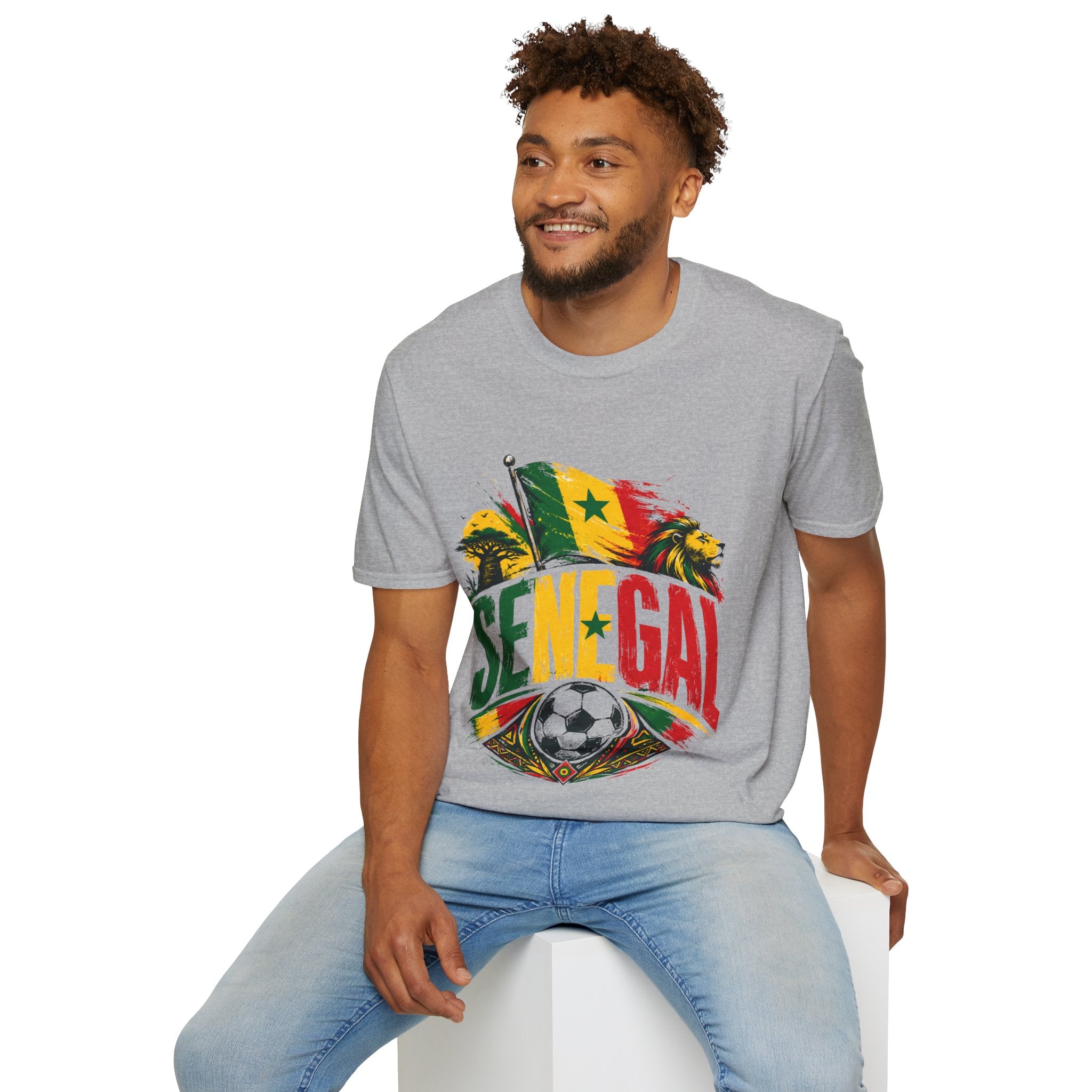 Senegal Flag Soccer T-Shirt — Lion & Football Pride Tee