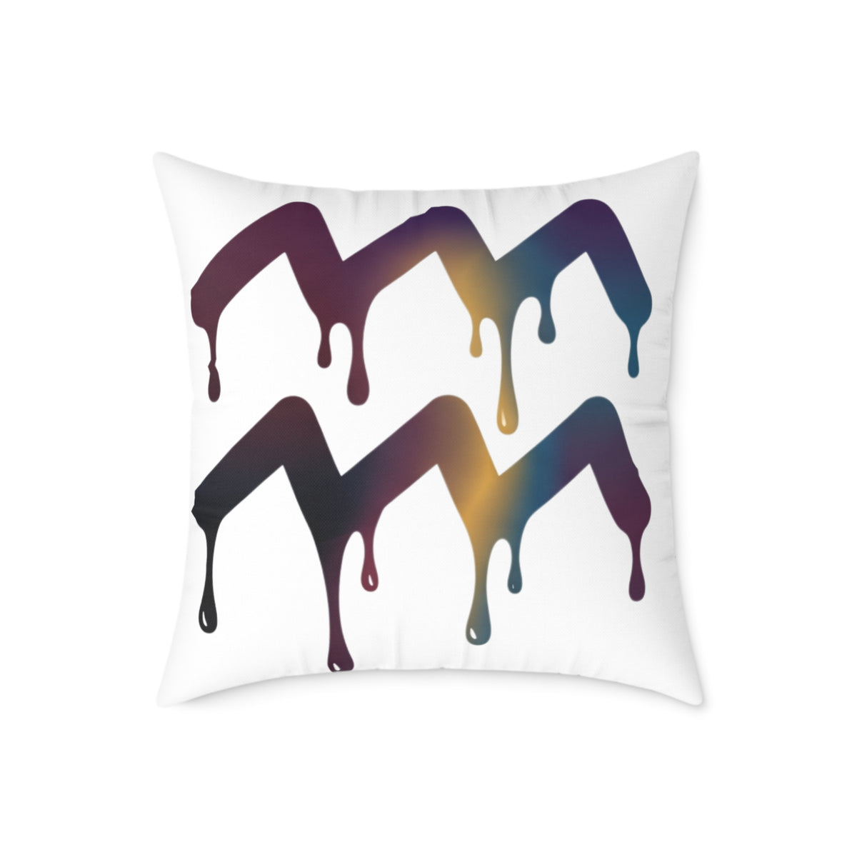 Aquarius Zodiac Dripping Rainbow Chevron Pillow — Colorful Geometric Throw Pillow