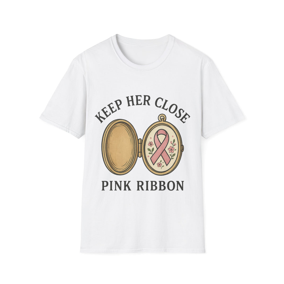 Keep Her Close Pink Ribbon Vintage Locket Graphic Tee - Trending Now - September 2026