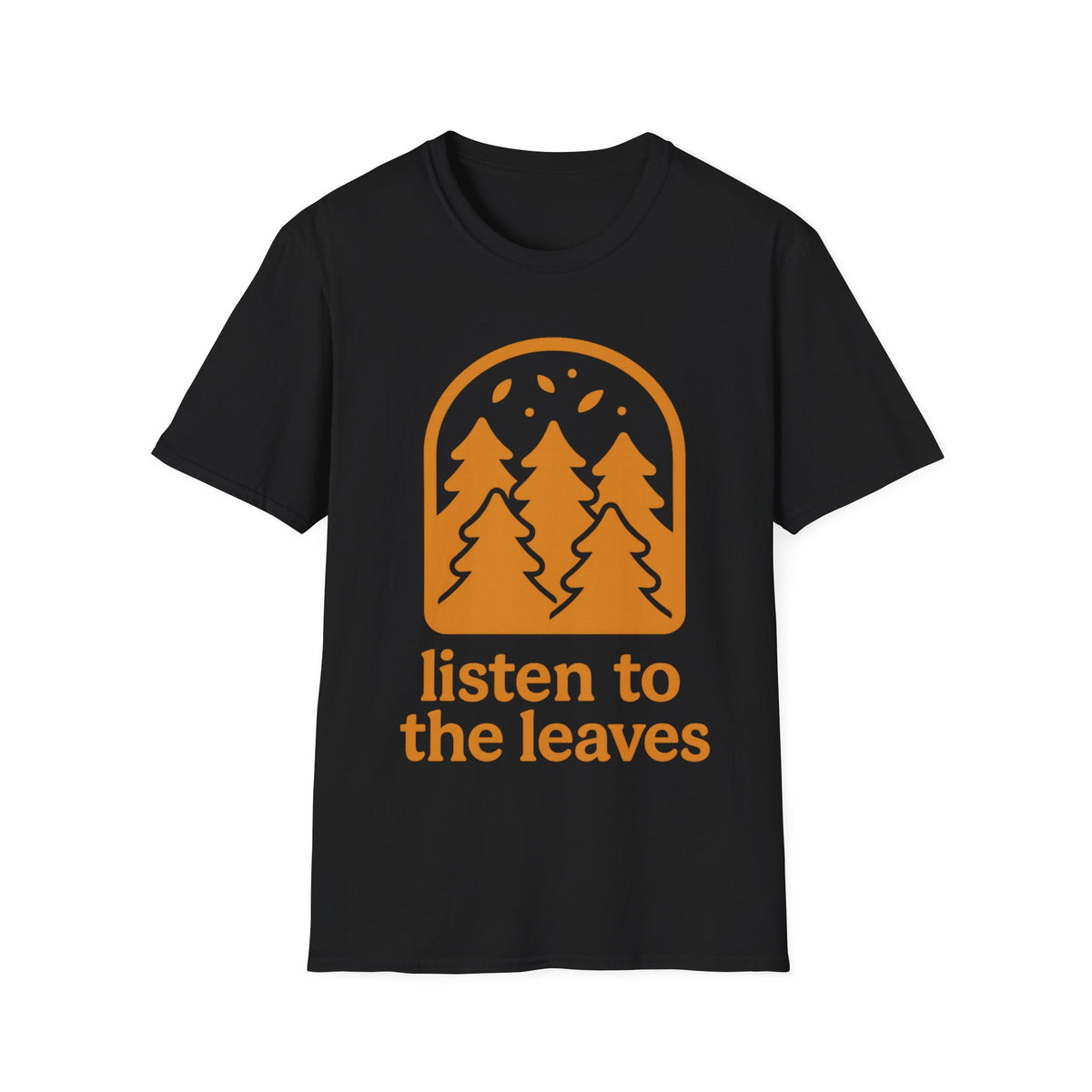 "Listen To The Leaves" Retro Forest Graphic Tee - Aesthetic Orange Nature White T-Shirt - Trending Now - September 2026