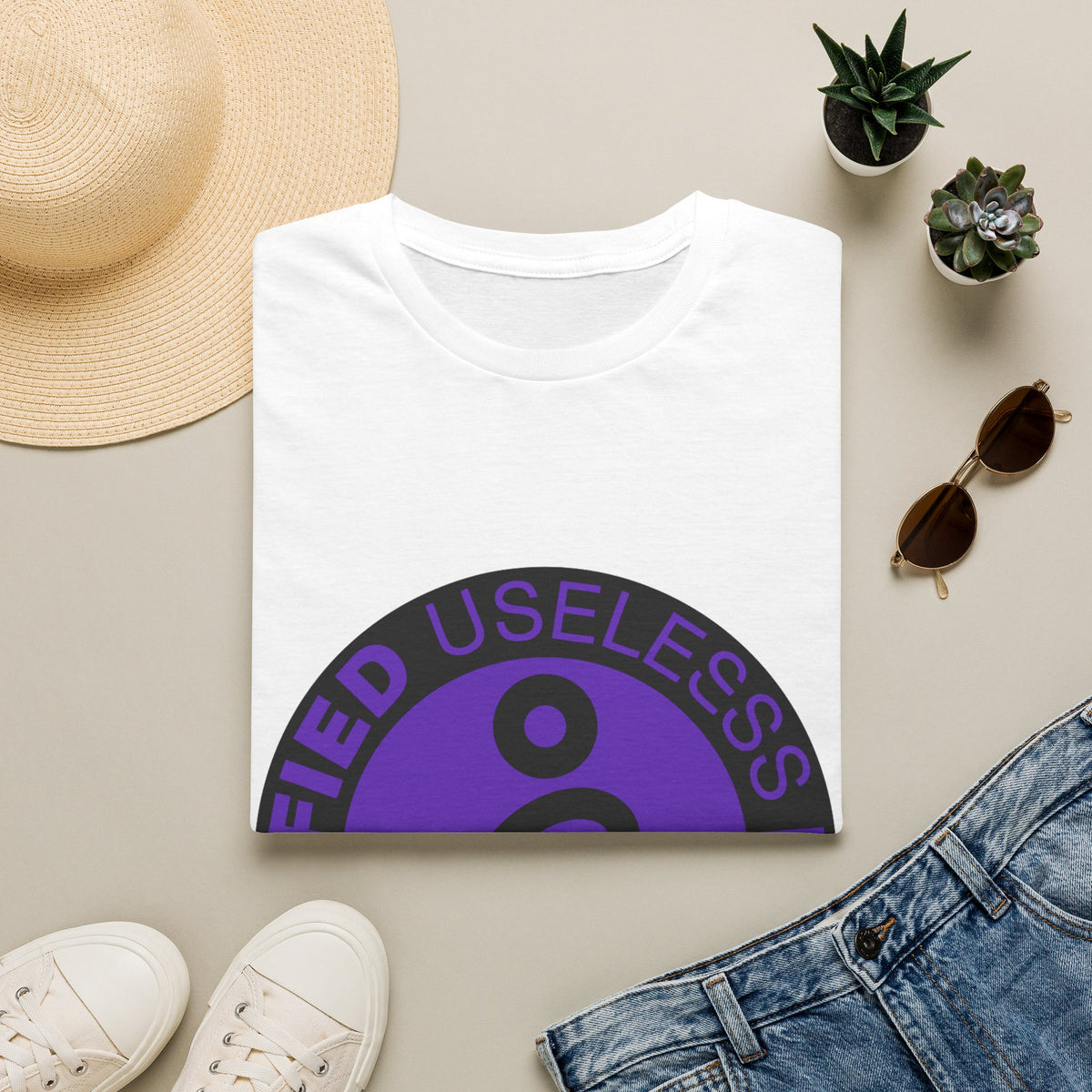 "Certified Useless Human" Funny Meme Tee | Sarcastic Purple Badge T-Shirt - Trending Now - September 2026