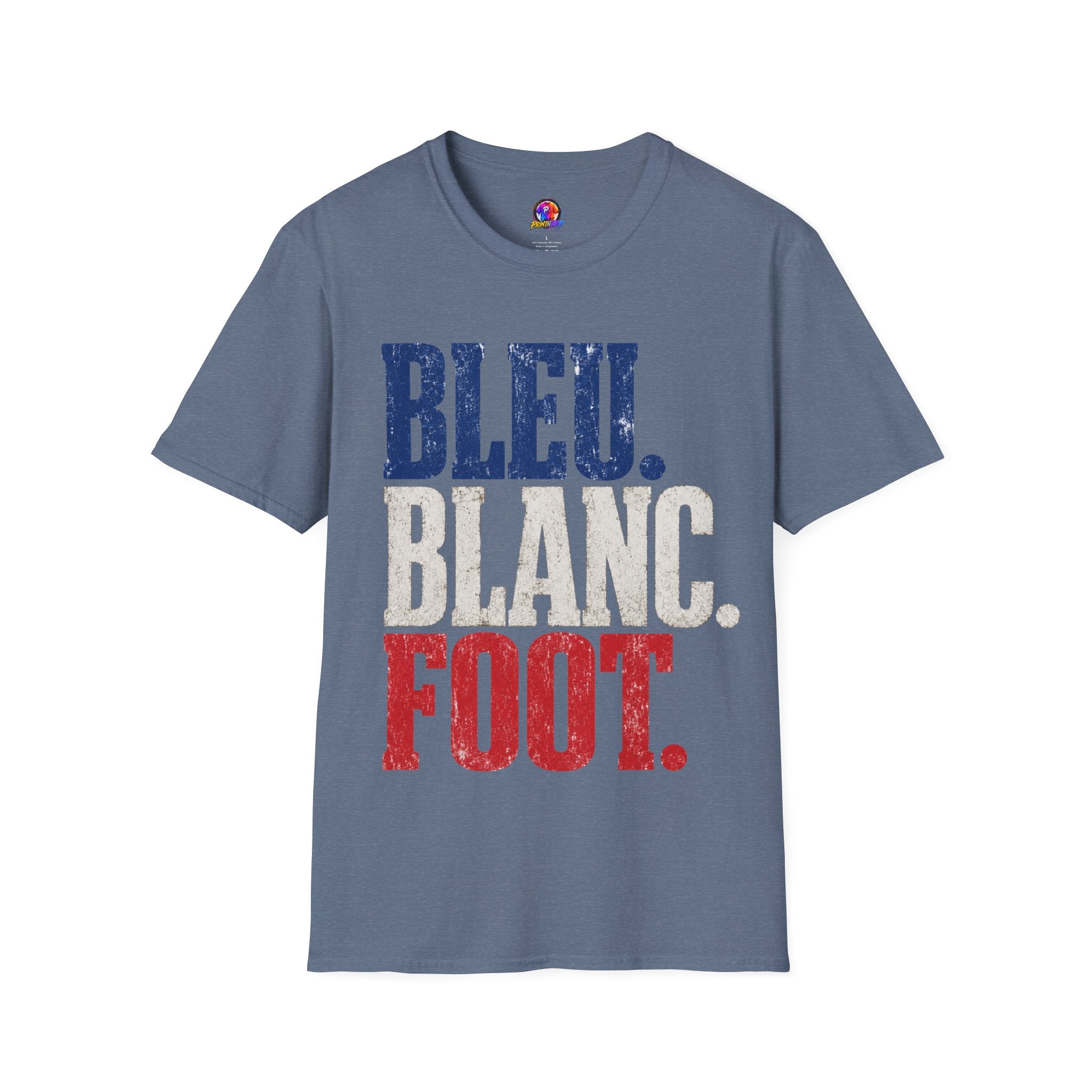 France T-Shirt — Bleu Blanc Foot Vintage French Flag Soccer Graphic Tee
