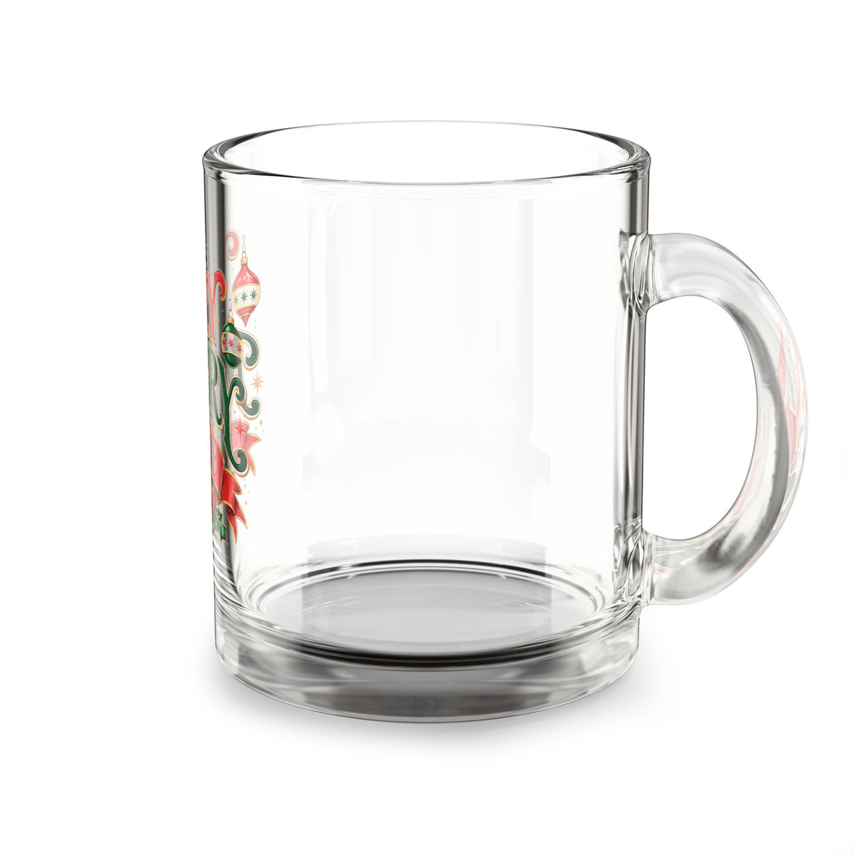 Christmas Glass Mug 10 oz Very Merry Club Glass Mug — 10oz Holiday Coffee Tea Cup