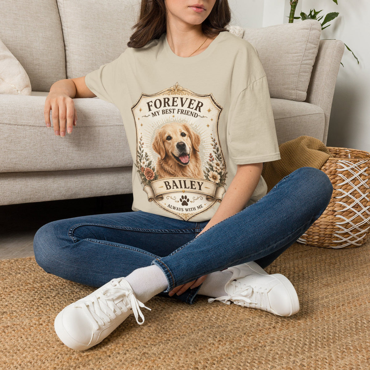Dog Memorial T-Shirt — "Forever My Best Friend" Personalized Golden Retriever Tribute