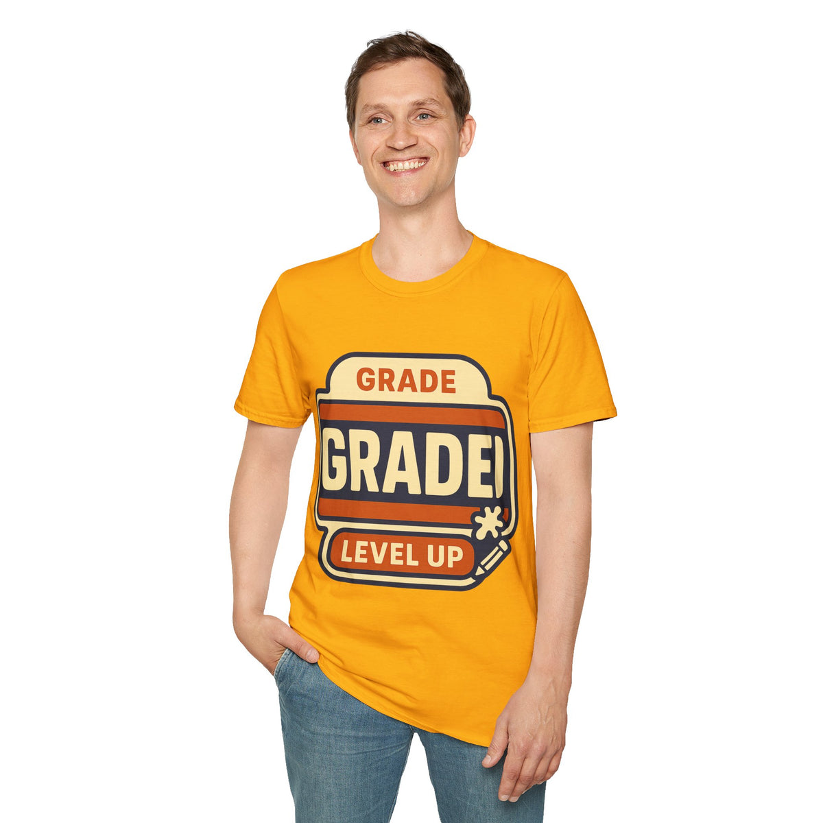 Grade Up Retro Badge T‑Shirt — "GRADE! LEVEL UP" Gamer Teacher Gift - Trending Now - August 2026