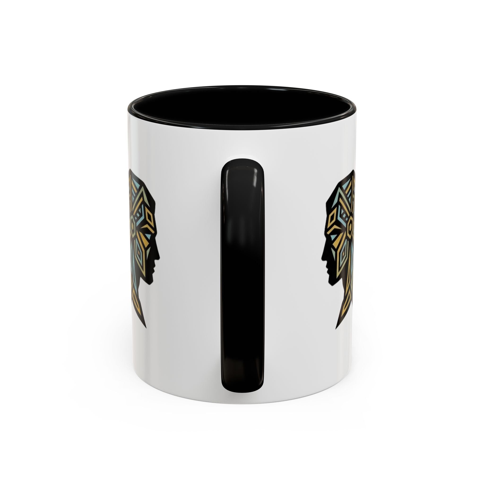 Geometric Elephant Accent Coffee Mug — Tribal Mosaic Design