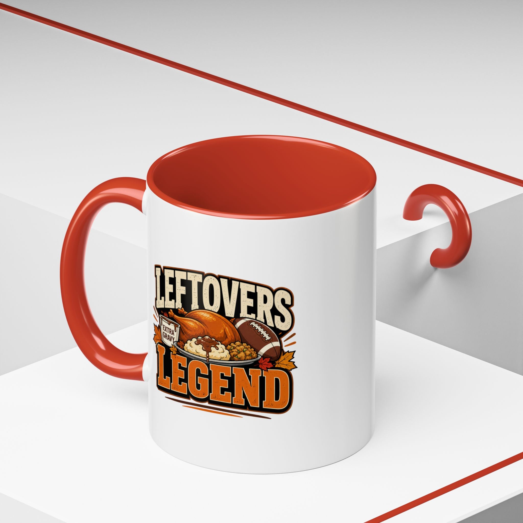 Thanksgiving  Mug Leftovers Legend Coffee Mug – Funny Thanksgiving Turkey & Football  Accent Mug