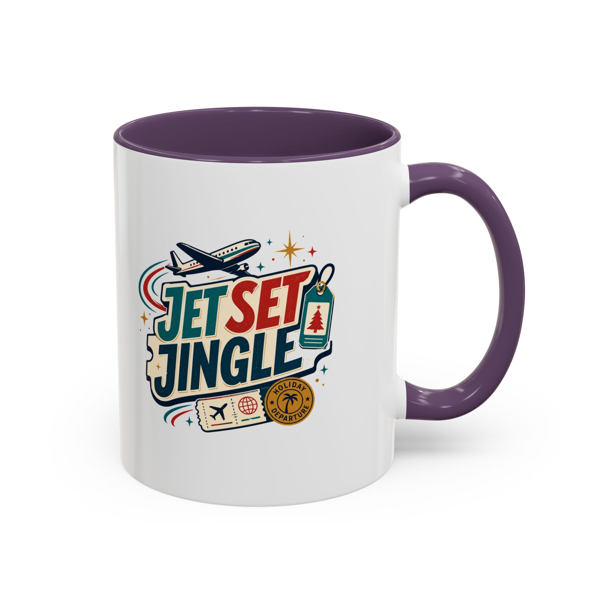 Modern Day Christmas Jet Set Jingle Coffee Mug — Holiday Travel Themed Accent Mug