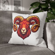 Aries Ram Throw Pillowcase — Bold Zodiac Goat Accent Pillow Cover