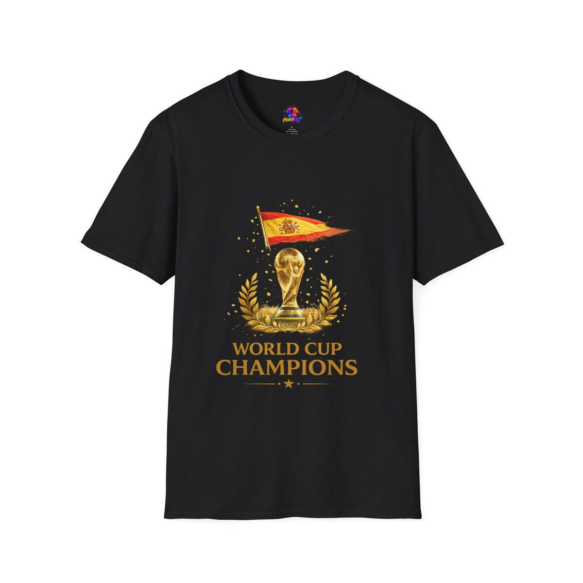 Spain World Cup Champions T-Shirt — Spanish Flag & Trophy Soccer Tee