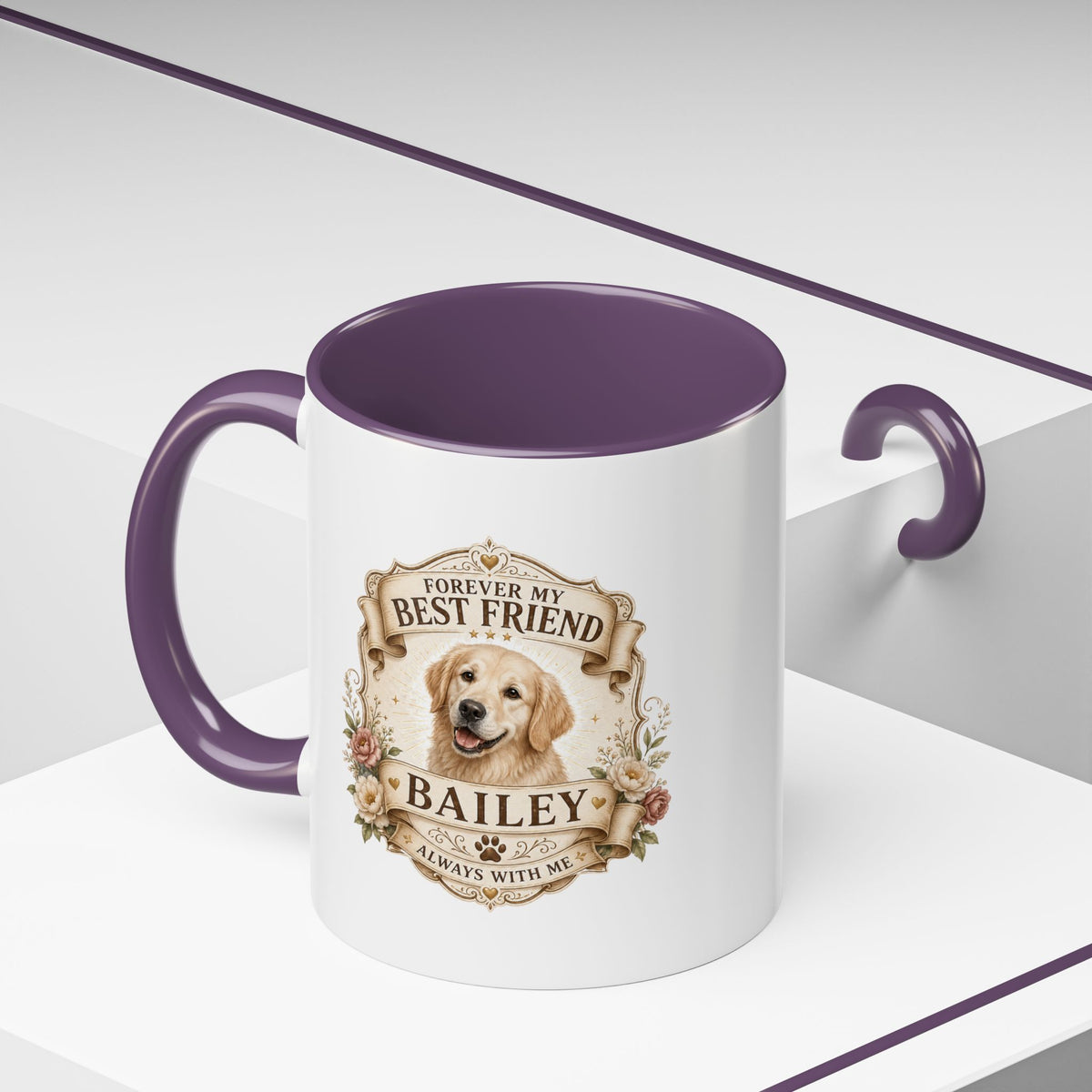 Milo Bailey Dog Dad Mom Personalized Dog Coffee Mug – "Forever My Best Friend" Golden Retriever Accent Mug
