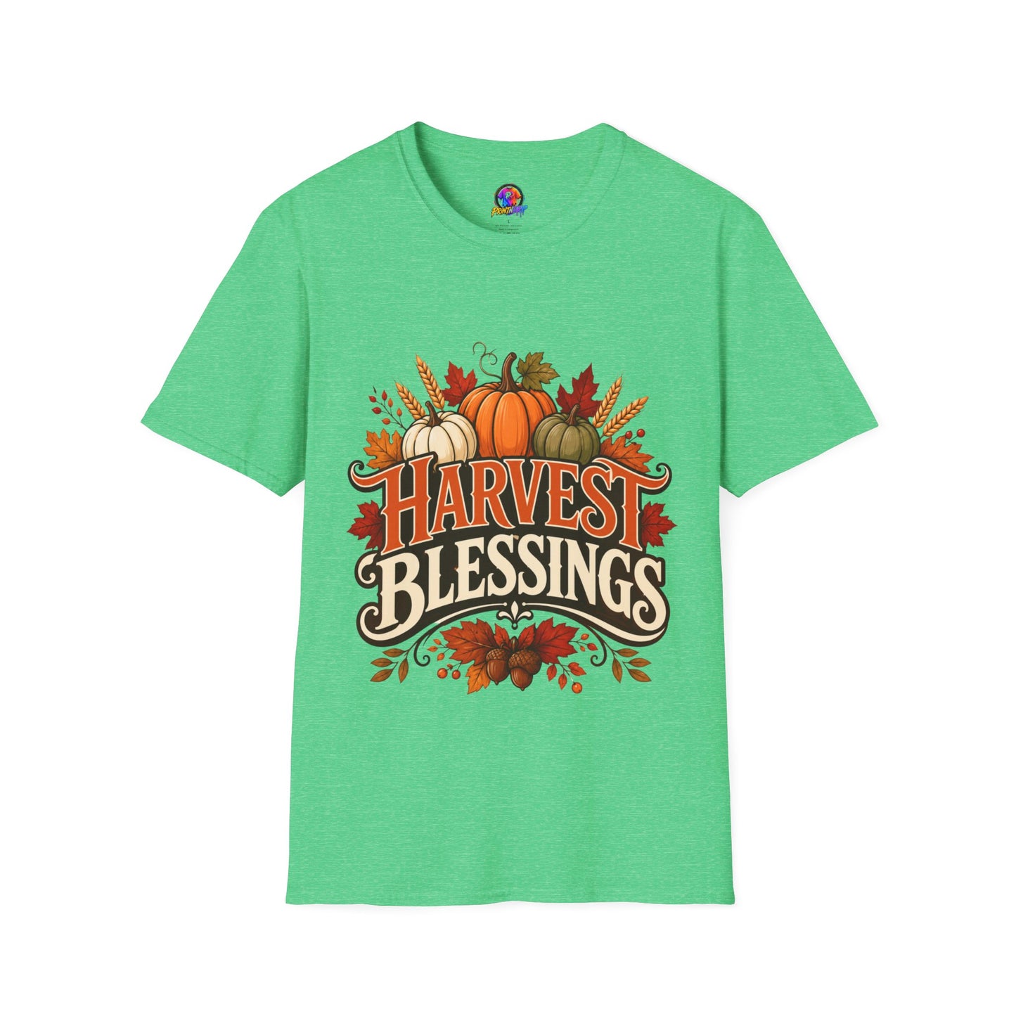 Harvest Blessings T-Shirt — Fall Pumpkin Harvest Graphic Tee for Thanksgiving