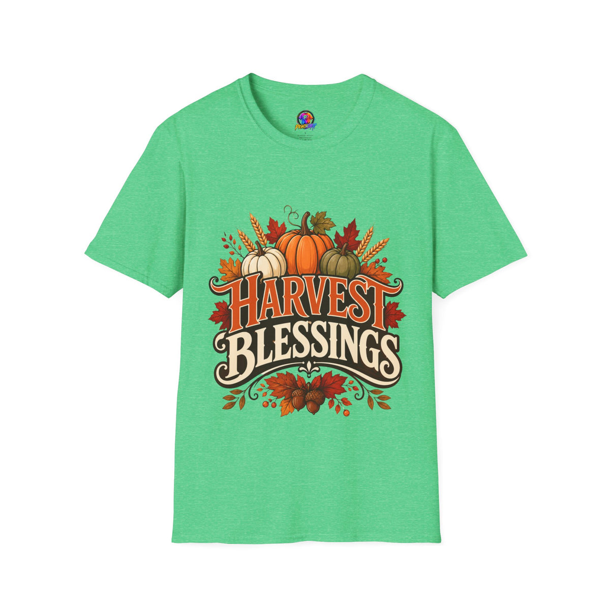 Thanksgiving T-Shirt Harvest Blessings T-Shirt — Fall Pumpkin Harvest Graphic Tee for Thanksgiving