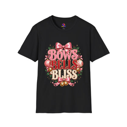 T-Shirt — Bows Bells Bliss Christmas Graphic Tee