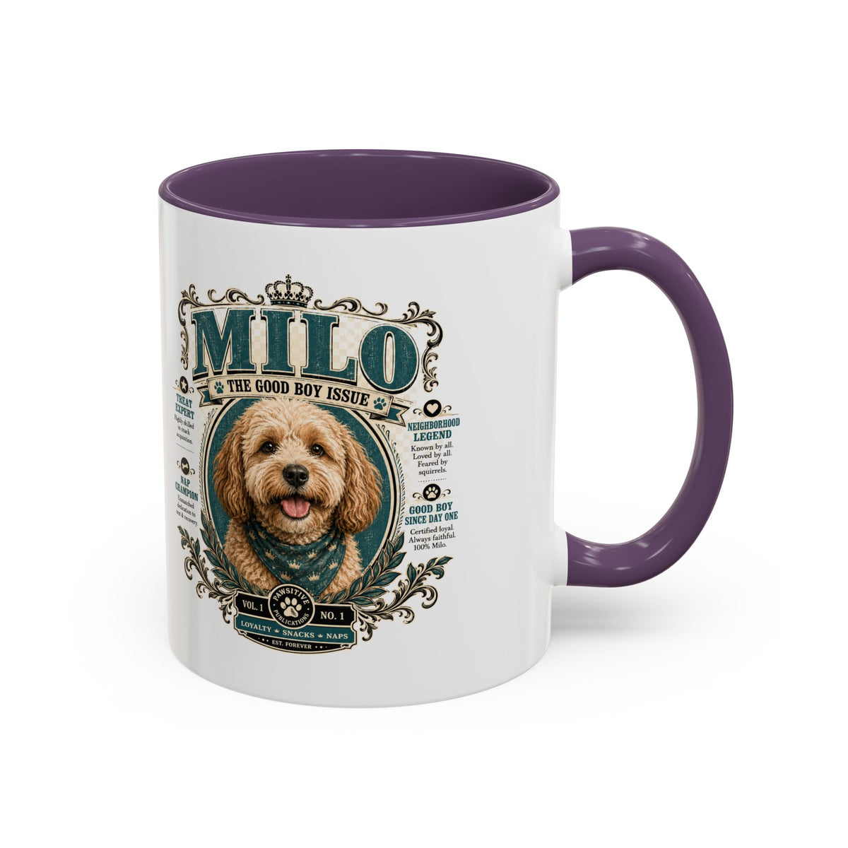 Milo Bailey Dog Dad Mom Milo Dog Portrait Coffee Mug — 'The Good Boy Issue' Accent Mug