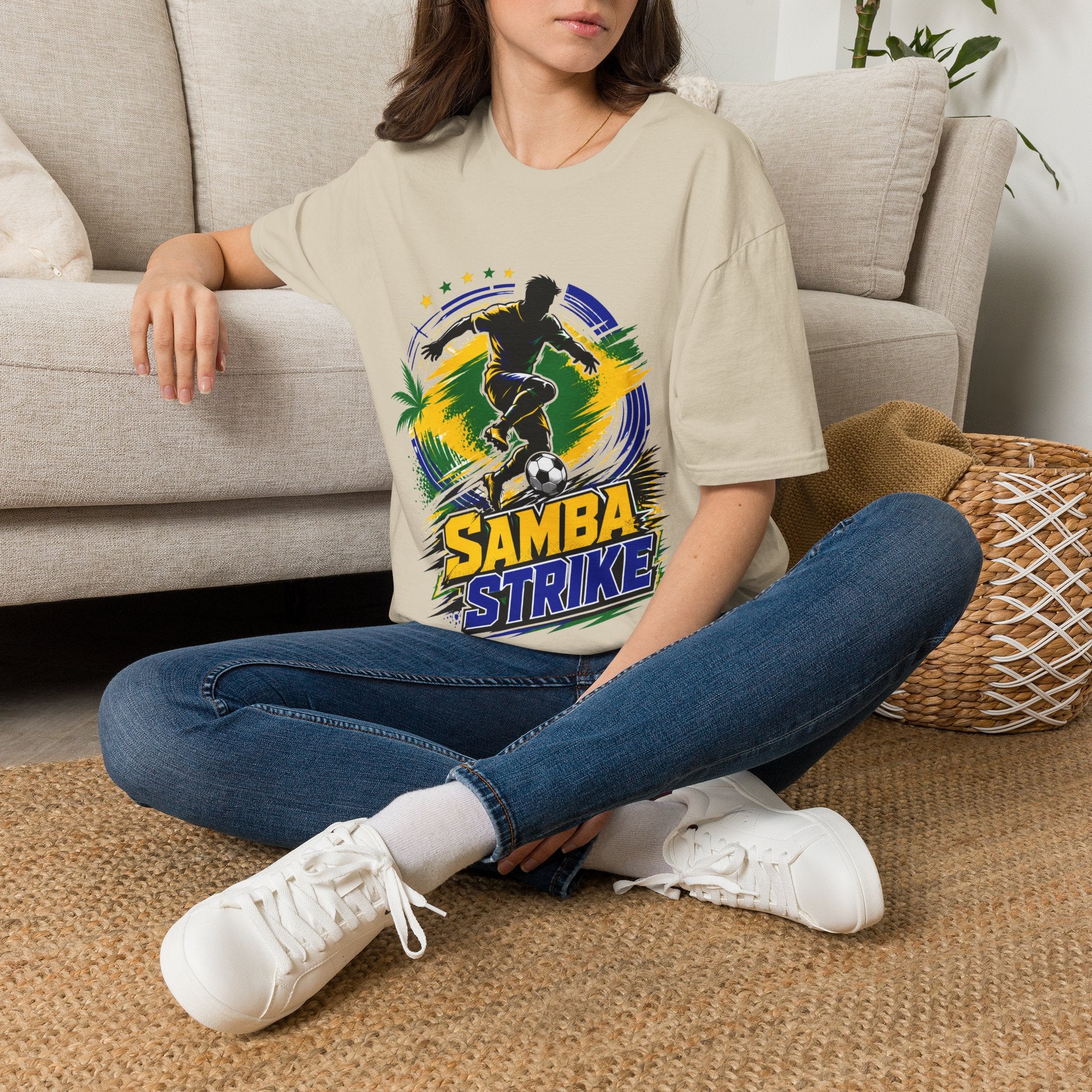 Brazil  Samba Strike Soccer T-Shirt — Brazilian Football Player Graphic Tee