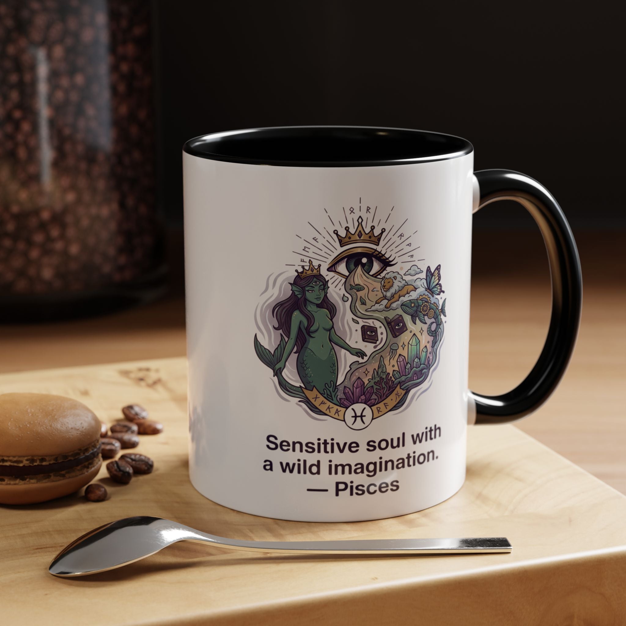 Pisces Coffee Mug — "Sensitive soul with a wild imagination" Astrological Zodiac Accent Mug