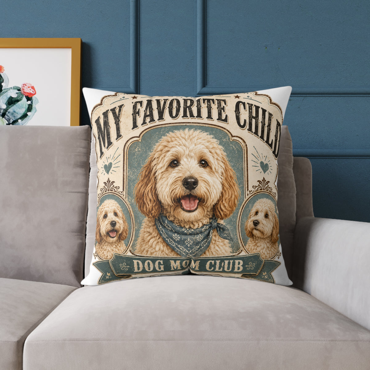 Dog Mom Club Pillow — Milo Bailey Dog Dad Mom "My Favorite Child" Doodle Throw Pillow