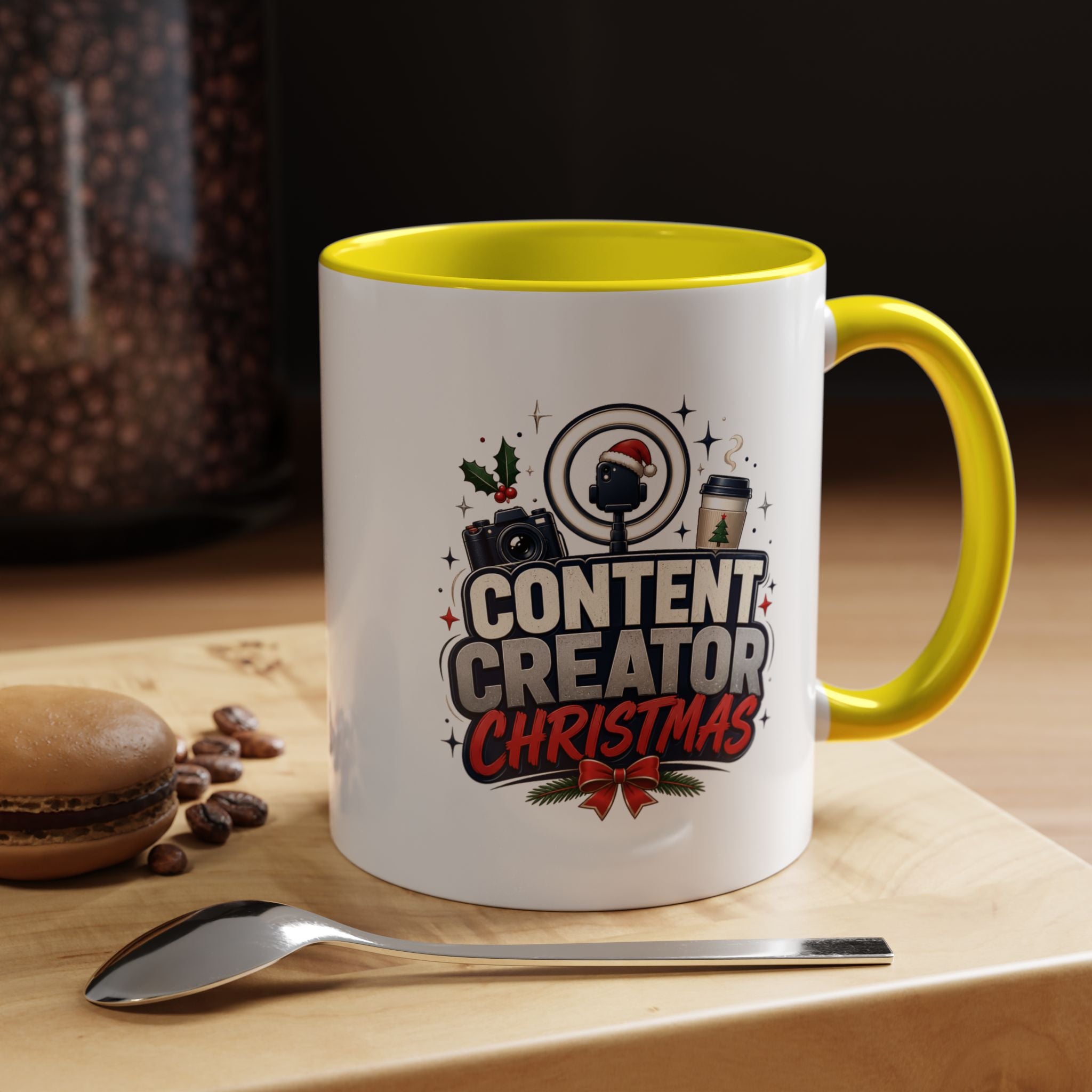 Modern Day Christmas Content Creator Christmas Accent Coffee Mug — Holiday Social Media Gifts (11/15oz)