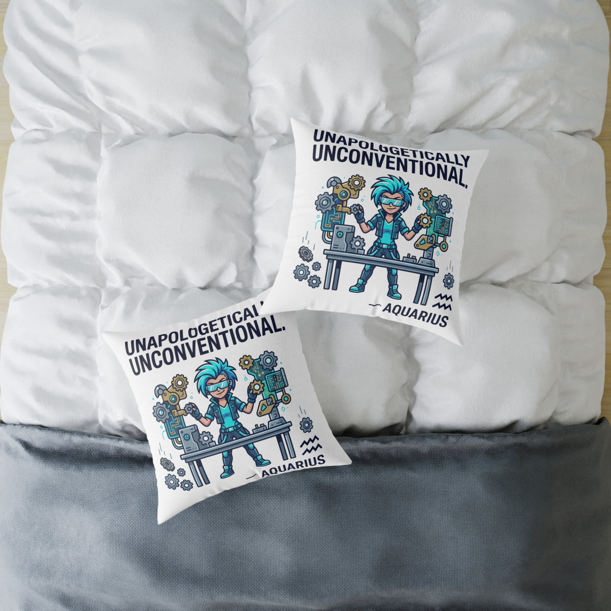Aquarius Zodiac Unapologetically Unconventional Square Poly Canvas Pillow