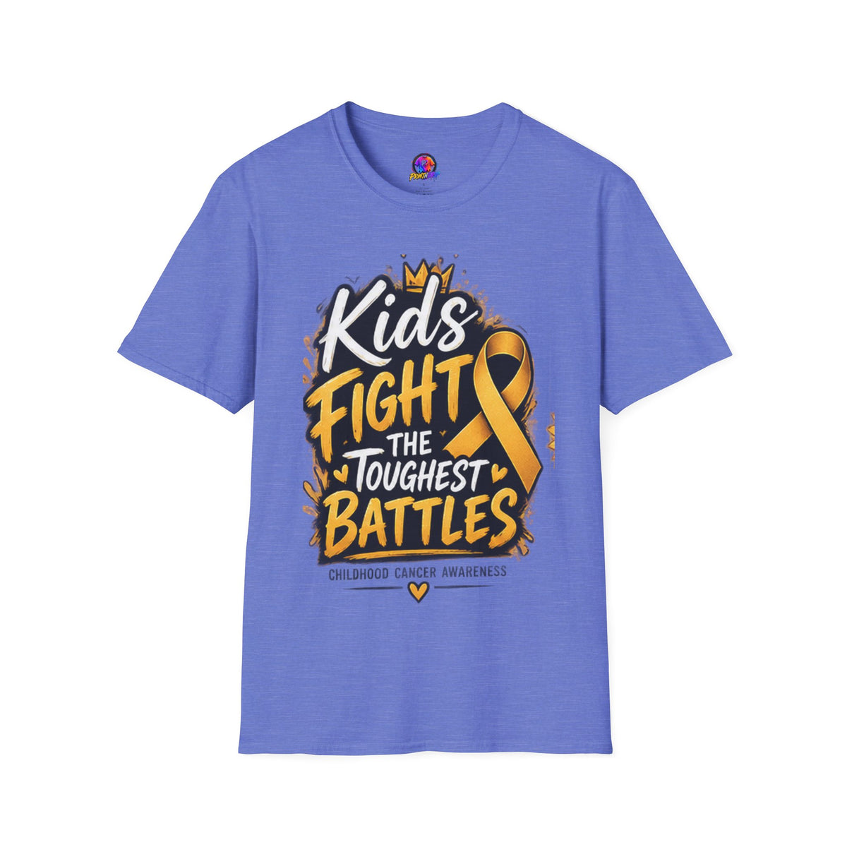 Childhood Cancer Awareness T-Shirt — "Kids Fight the Toughest Battles" Gold Ribbon