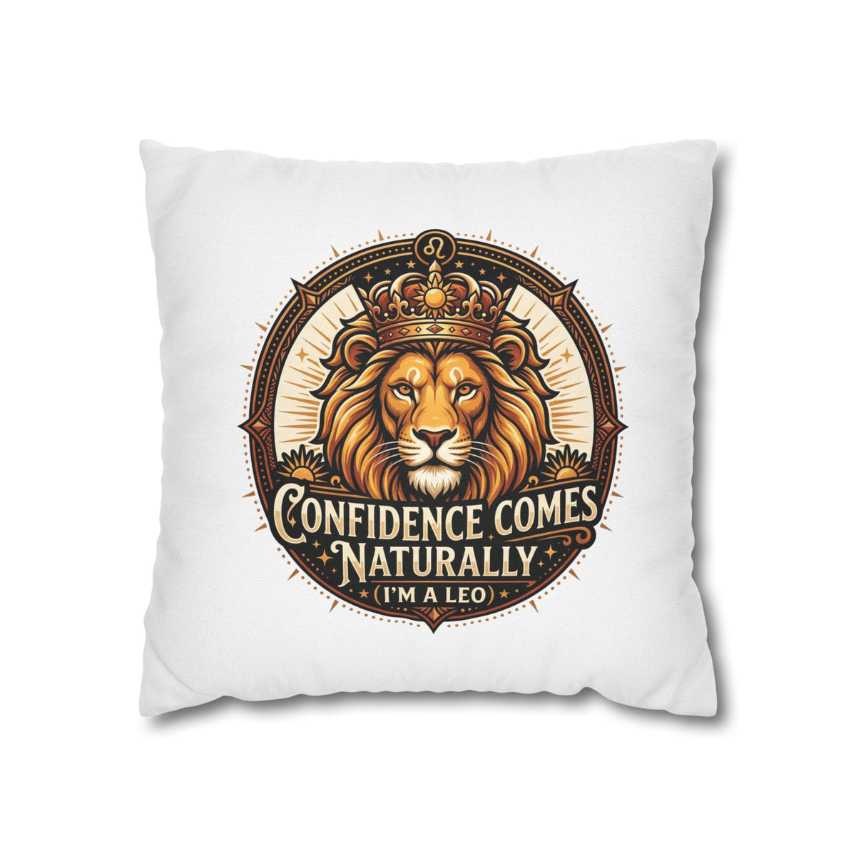 Leo Zodiac Confidence Comes Naturally Spun Polyester Square Pillowcase